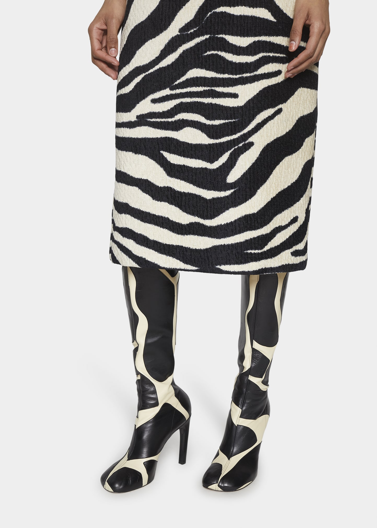 Dries Van Noten Giraffe Lambskin Stiletto Knee Boots - Bergdorf