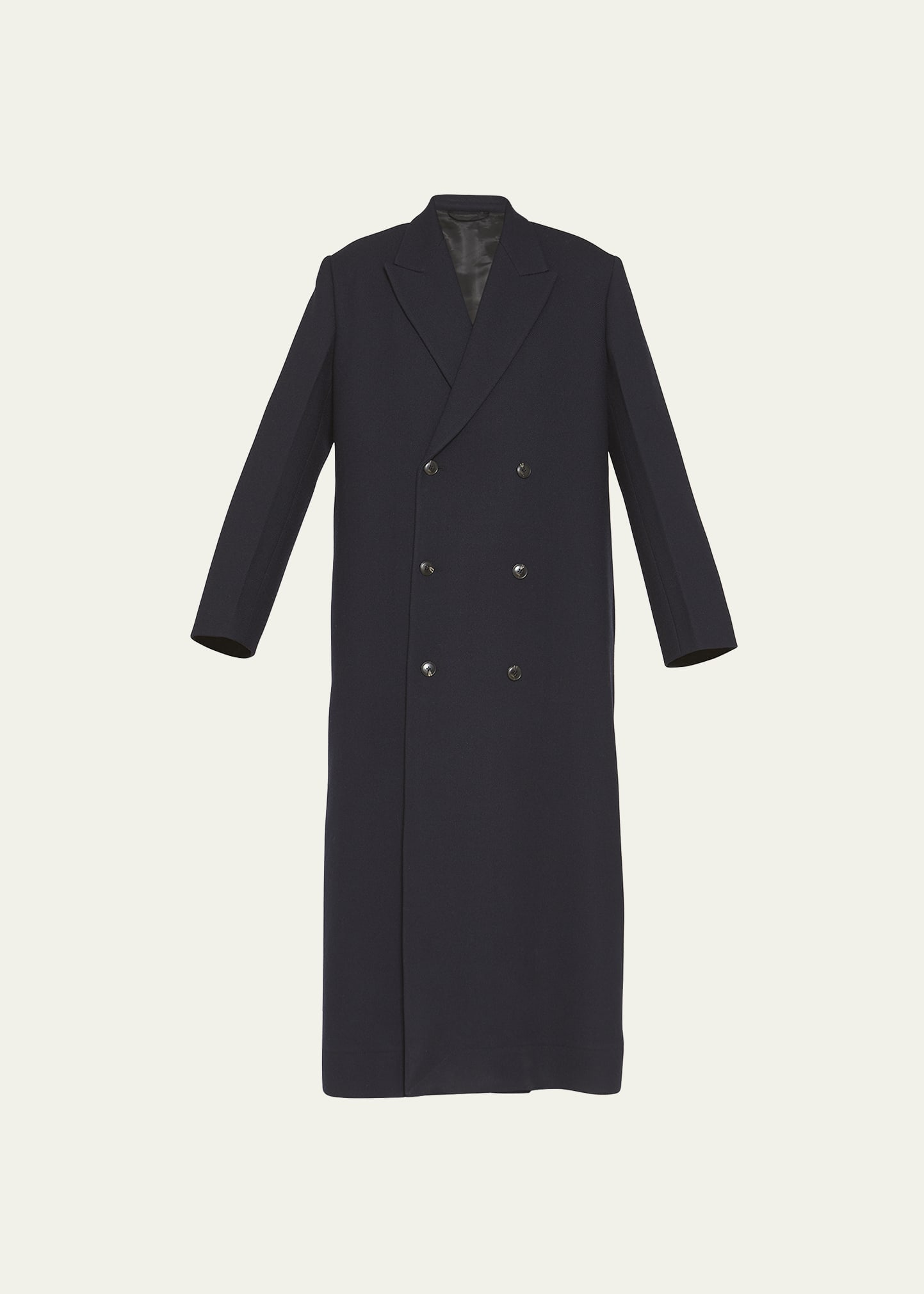 Quira Extra Long Double-Breasted Wool Overcoat
