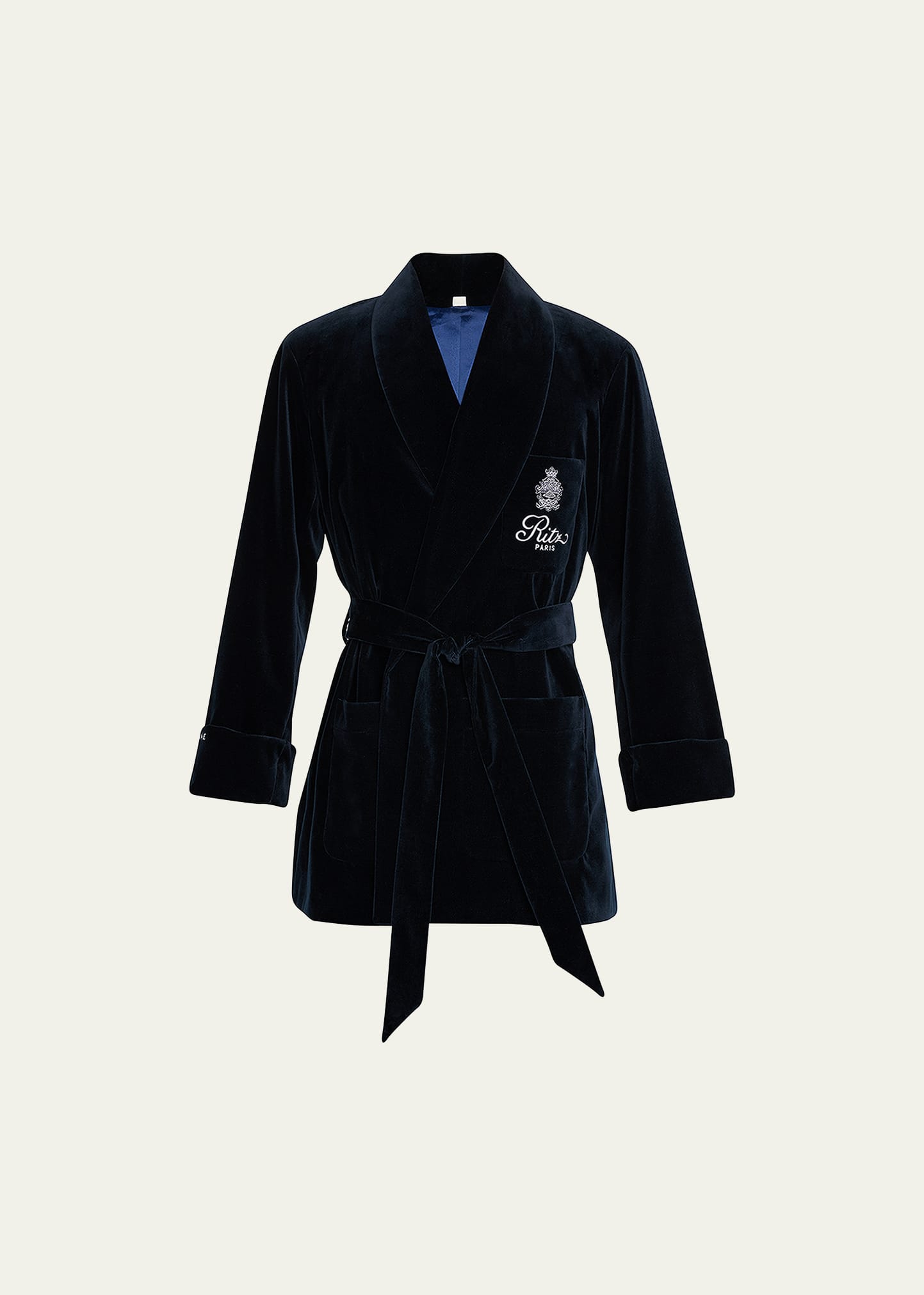 FRAME x Ritz Paris Men's Velvet Crest Bathrobe - Bergdorf