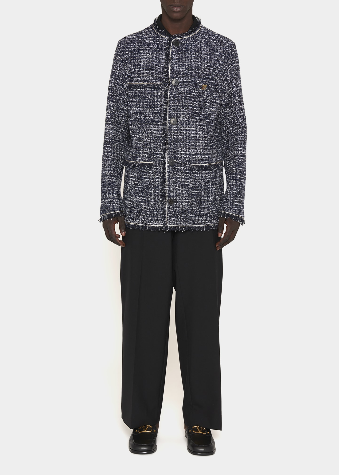 【関税・送料込み】VALENTINO BLAZERS BLUE TWEED PARTY BLAZER L'Agence - Angelina Blue Tweed Blazer | Mitchell Stores