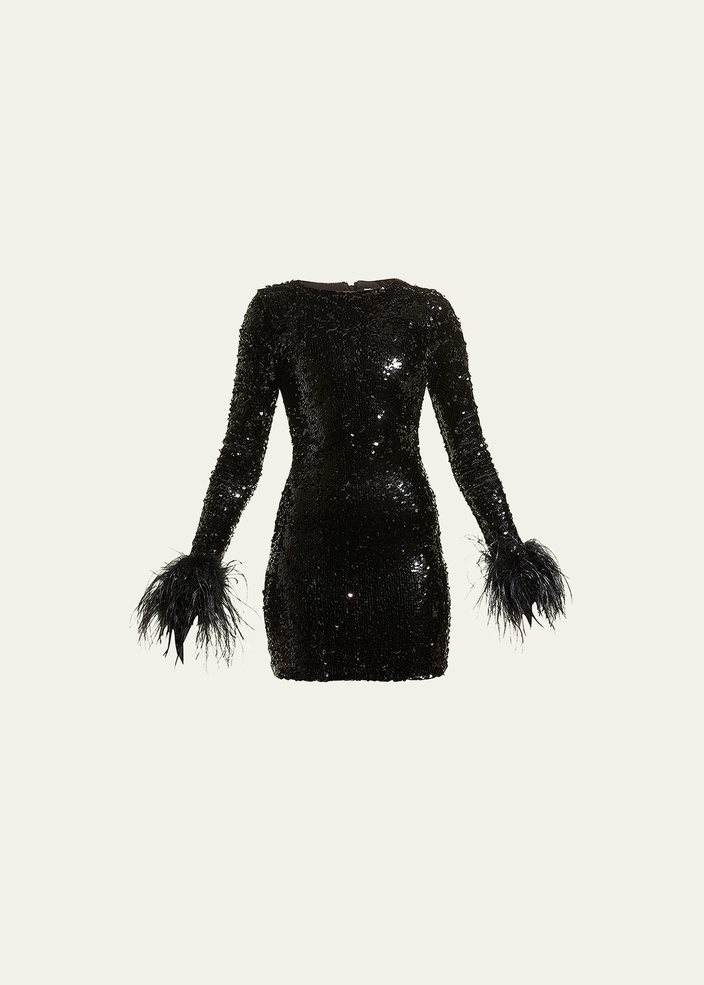black fall dresses for wedding Sequin Feather Long Sleeve Gown by Abby Paris 90227 – ABC Fashion main image 1
