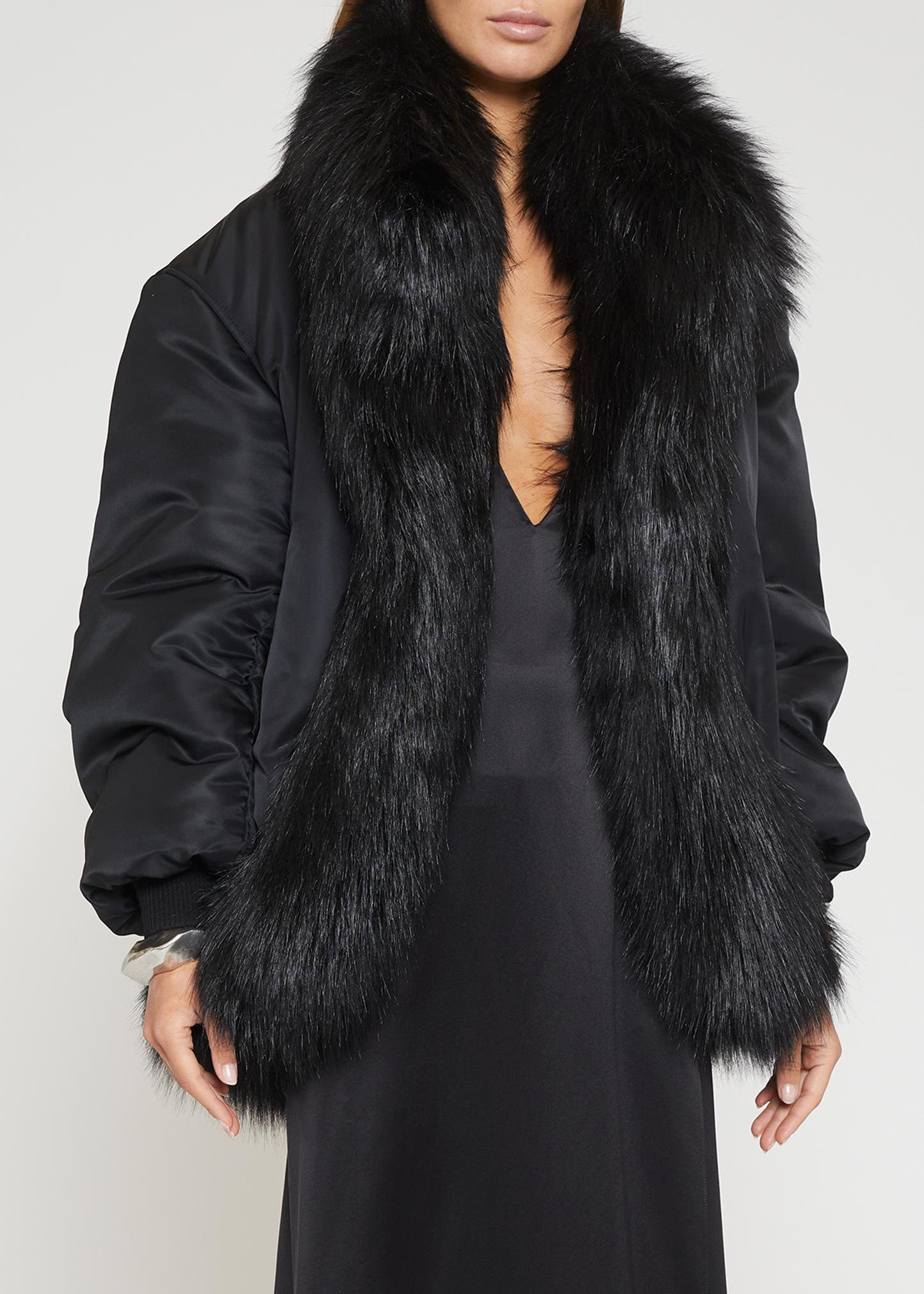 レア SAINT LAURENT ブラックファー風ジャケット コート 46 Saint Laurent Faux Fur Bomber Jacket - Bergdorf Goodman