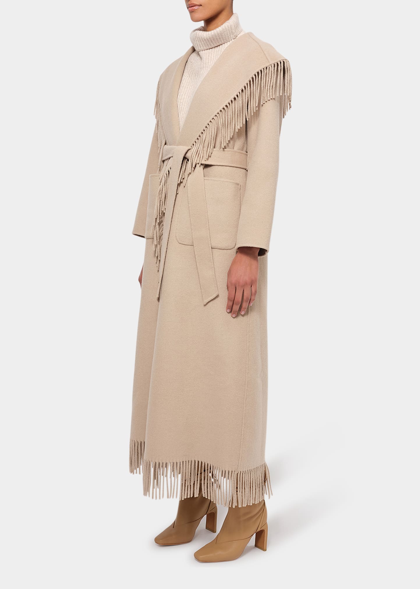 SIMKHAI Carrie Fringe Wool-Blend Robe Coat - Bergdorf Goodman