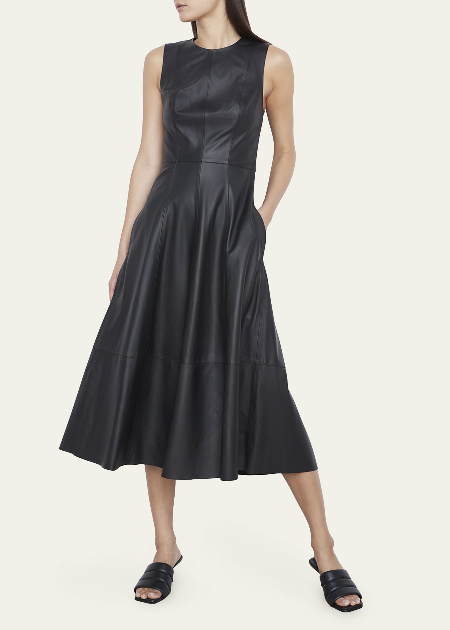 Vince leather sleeveless waist tie dress - Dresses