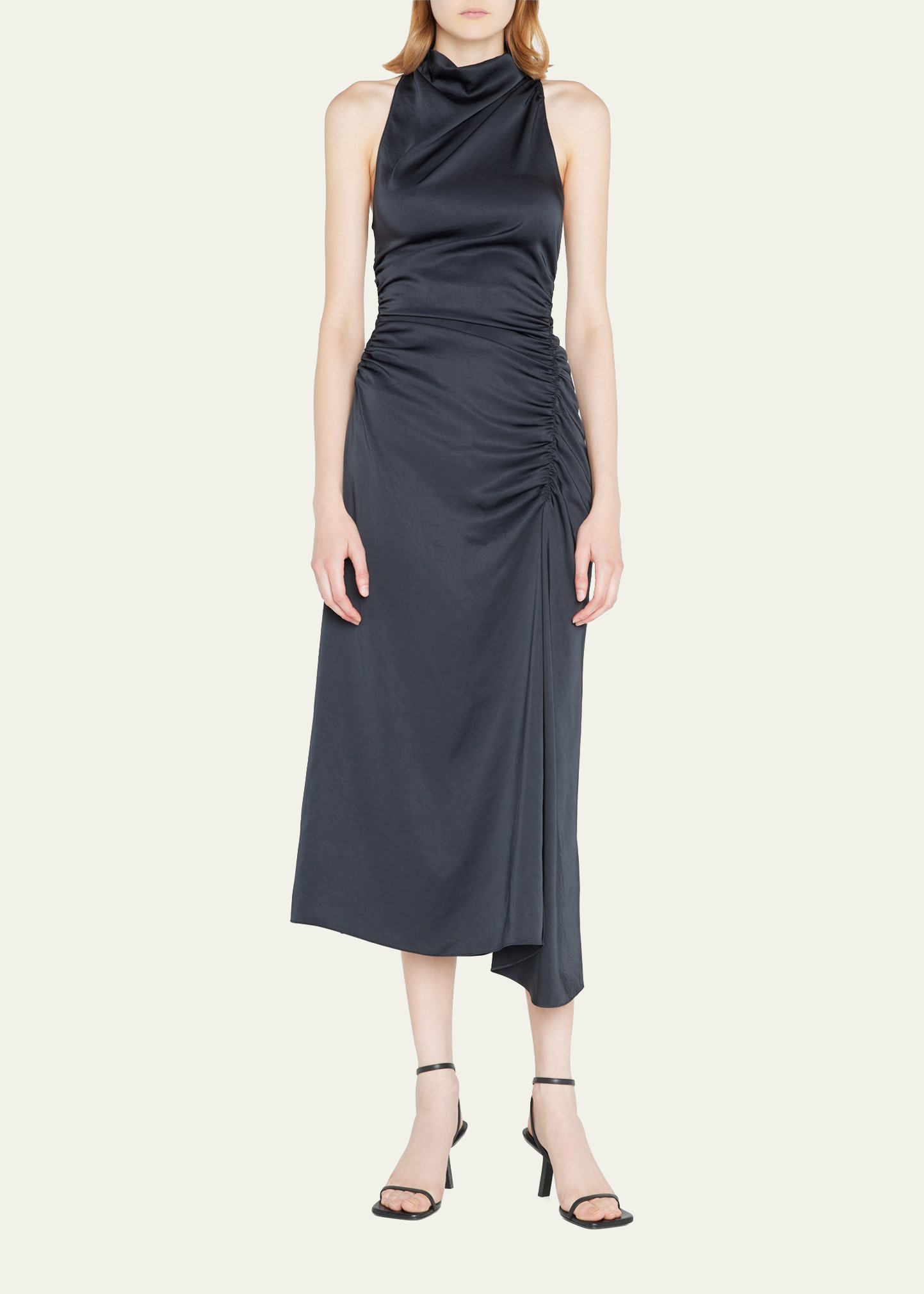 Tibi Sleeveless Bonded Satin Long Cocktail Dress - Bergdorf Goodman