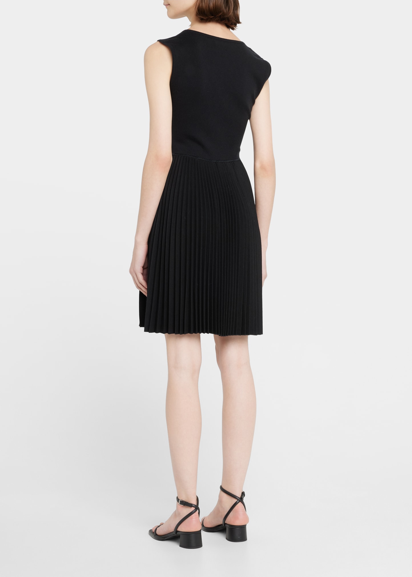 theory pleated combo dress Stretch Wool-Blend Pleated Combo Polo Dress