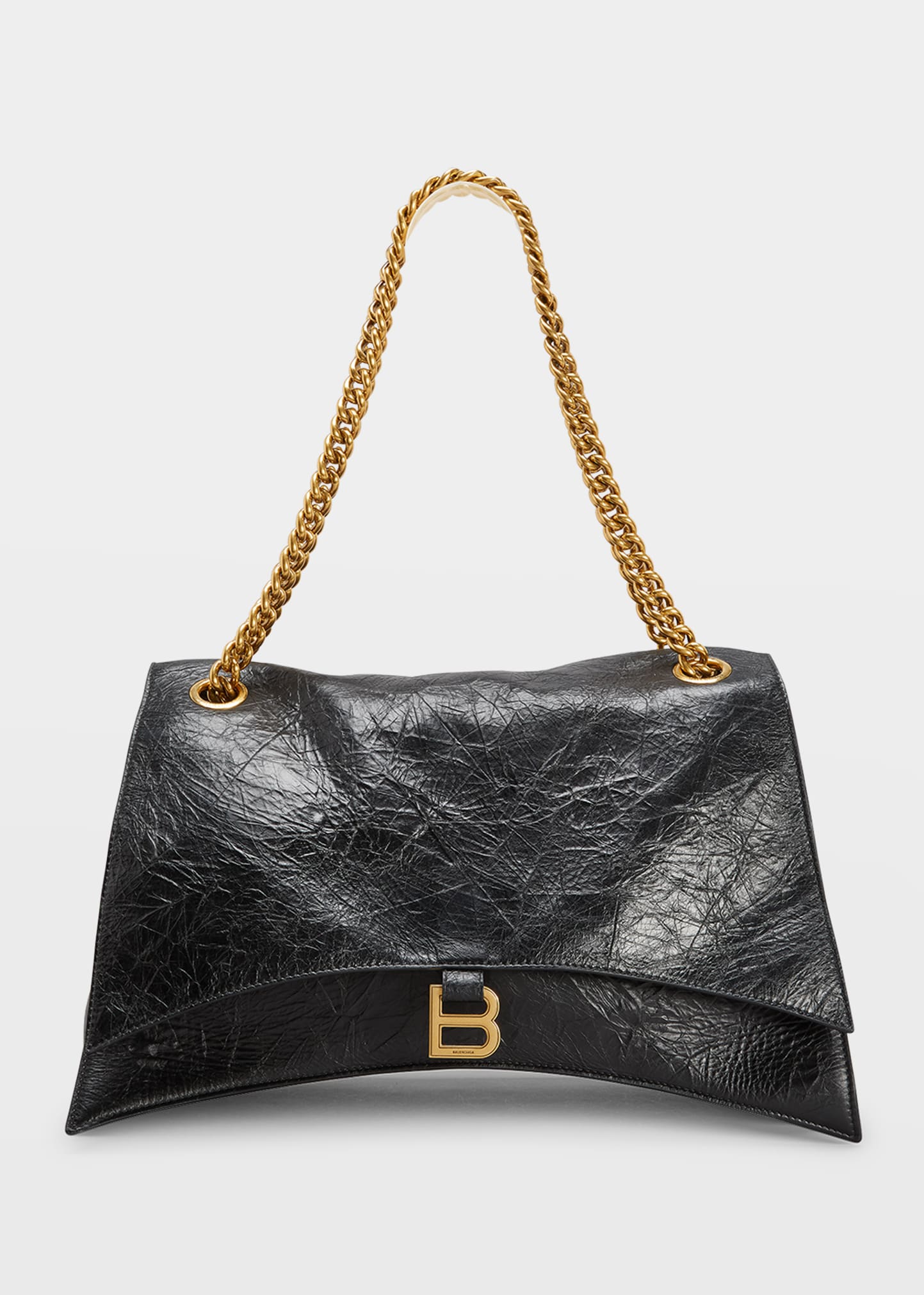 Crush Large Leather Shoulder Bag in Black - Balenciaga
