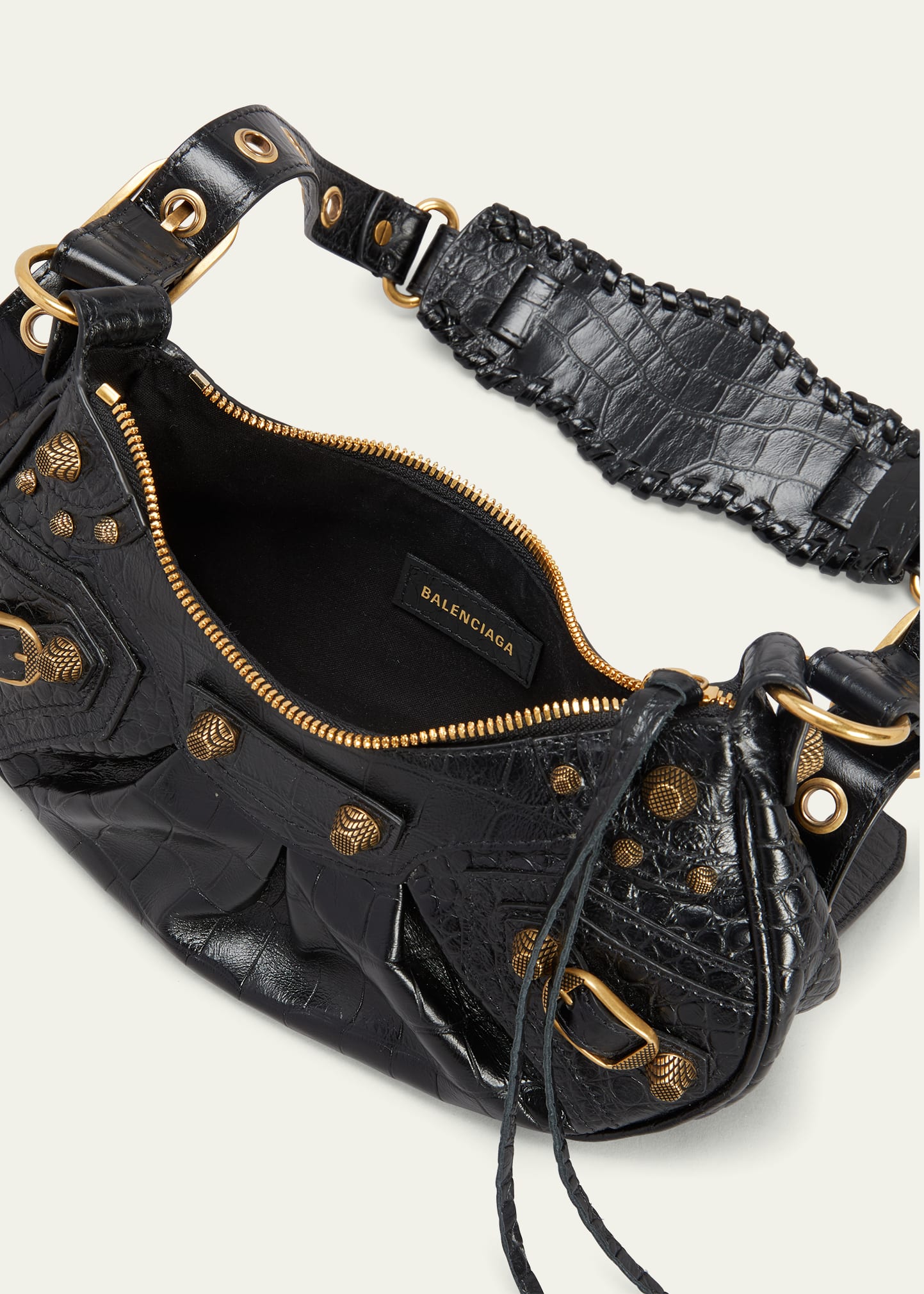 Balenciaga Le Cagole XS Croc-Embossed Shoulder Bag