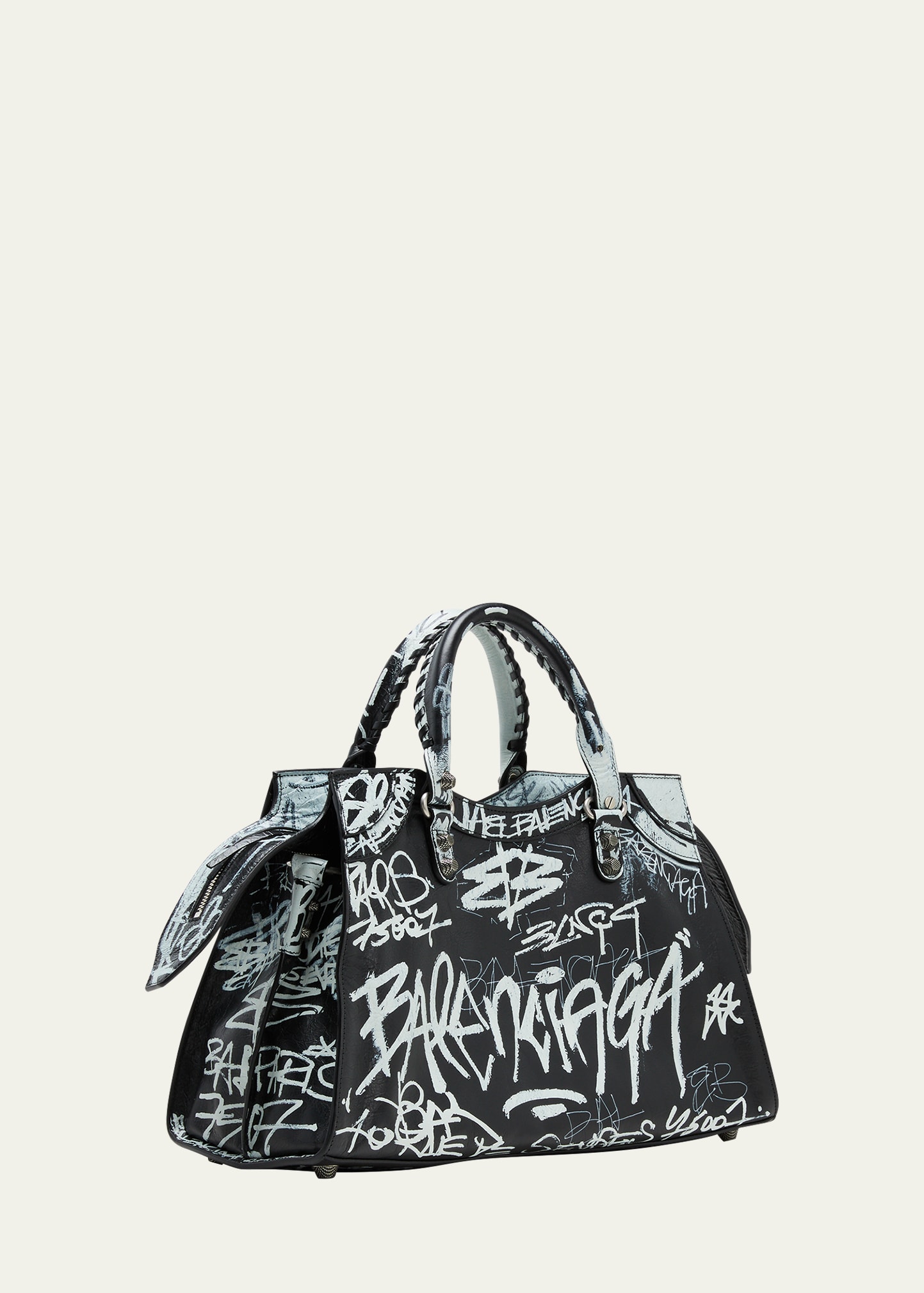 Balenciaga Neo Cagole City Graffiti Lambskin Top-Handle Bag