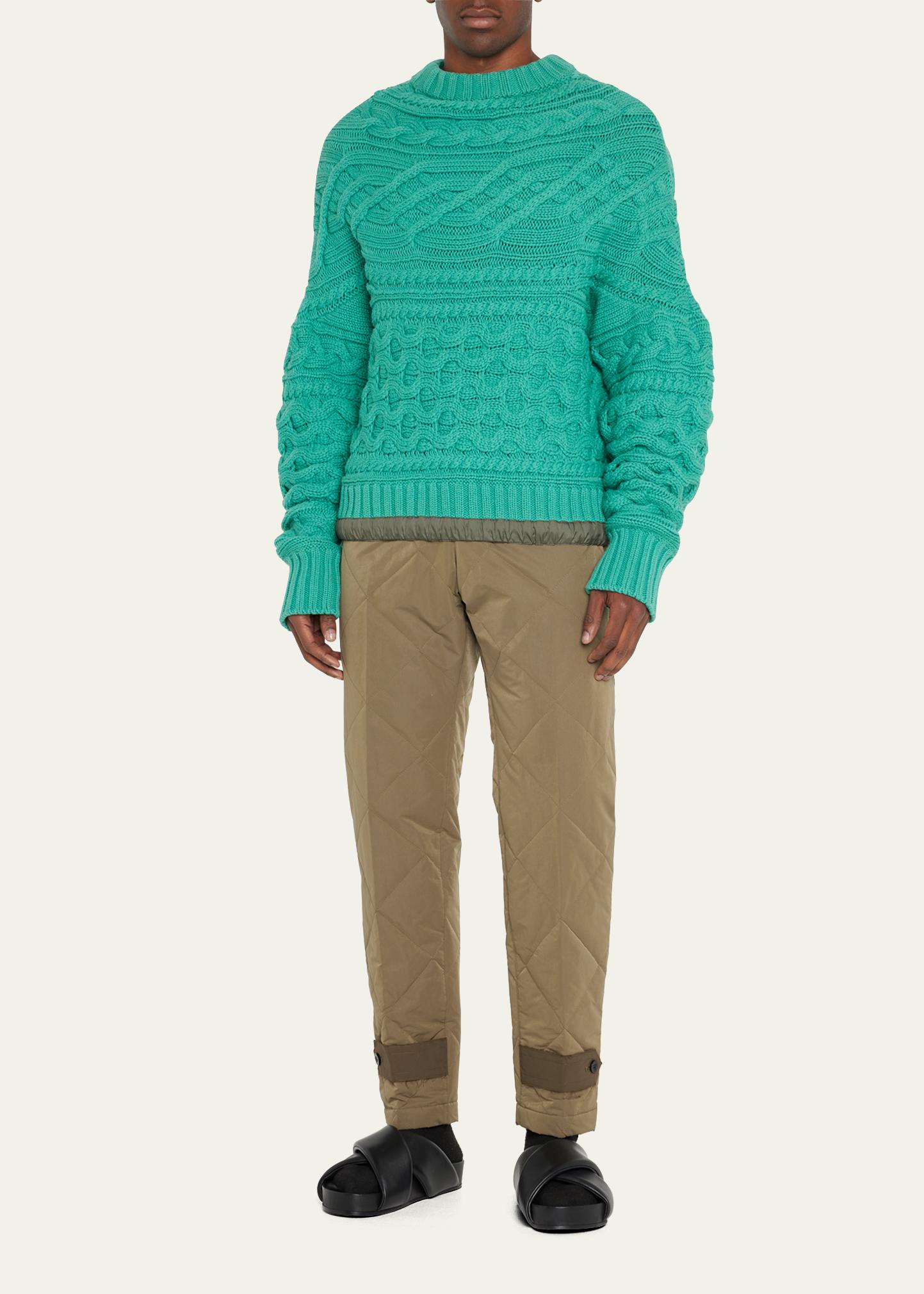 sacai Men's Horizontal Cable-Knit Sweater - Bergdorf Goodman
