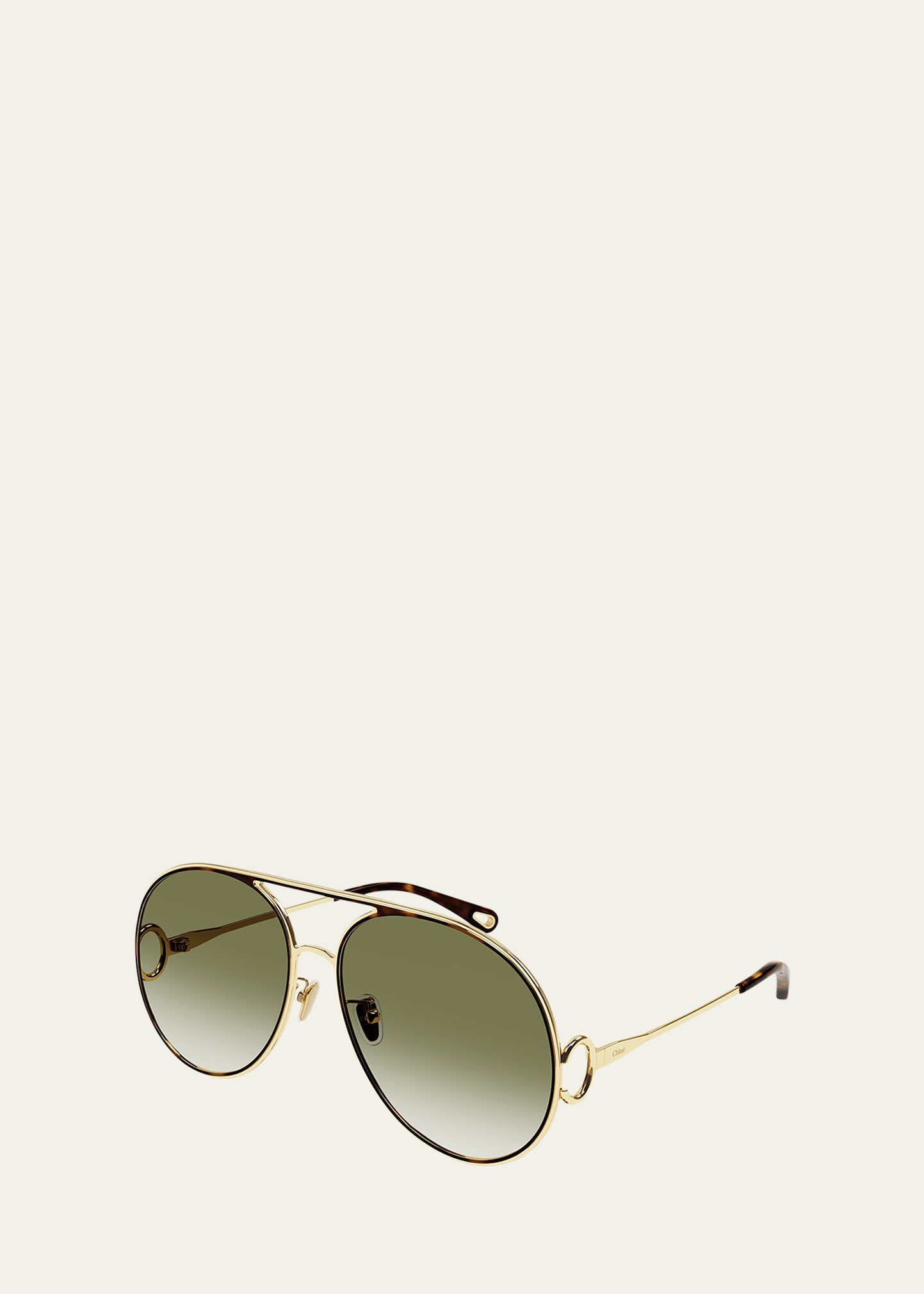 Chloe Golden Tortoiseshell Metal Aviator Sunglasses - Bergdorf Goodman