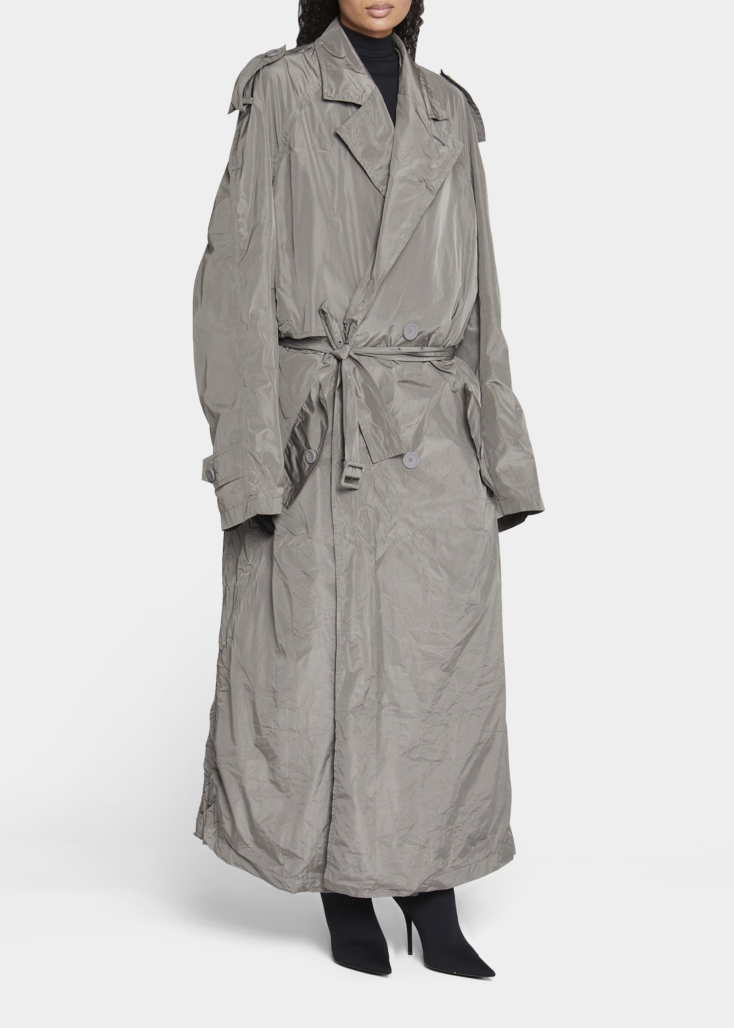 Balenciaga Packable Taffeta Oversize Trench Coat - Bergdorf Goodman