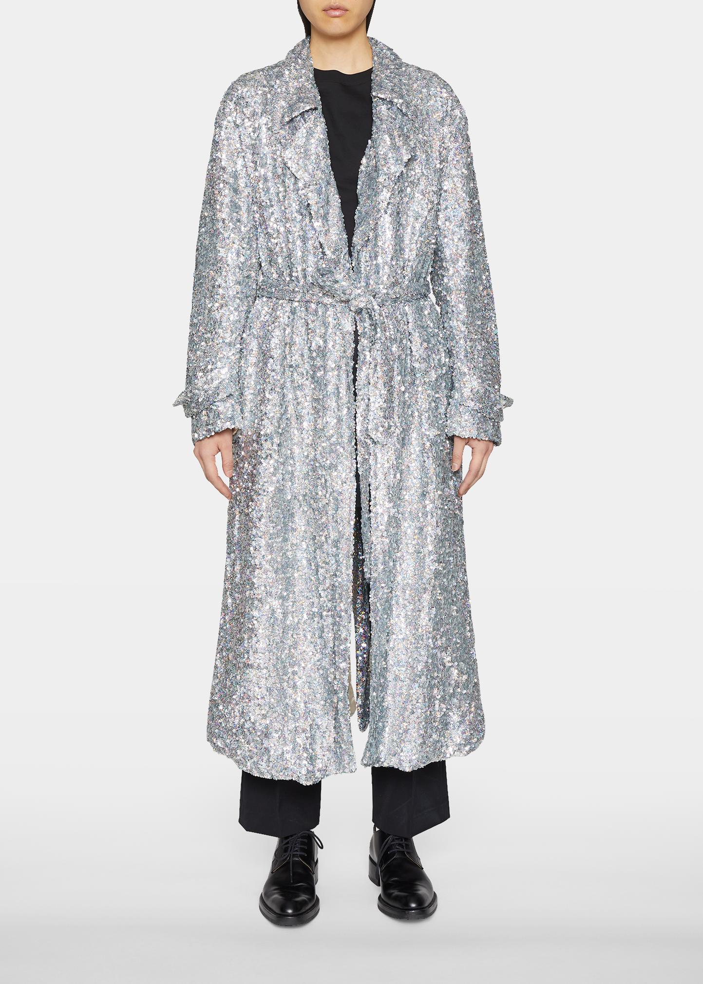 Dries Van Noten Ronas Sequin-Embellish Belted Trench Coat