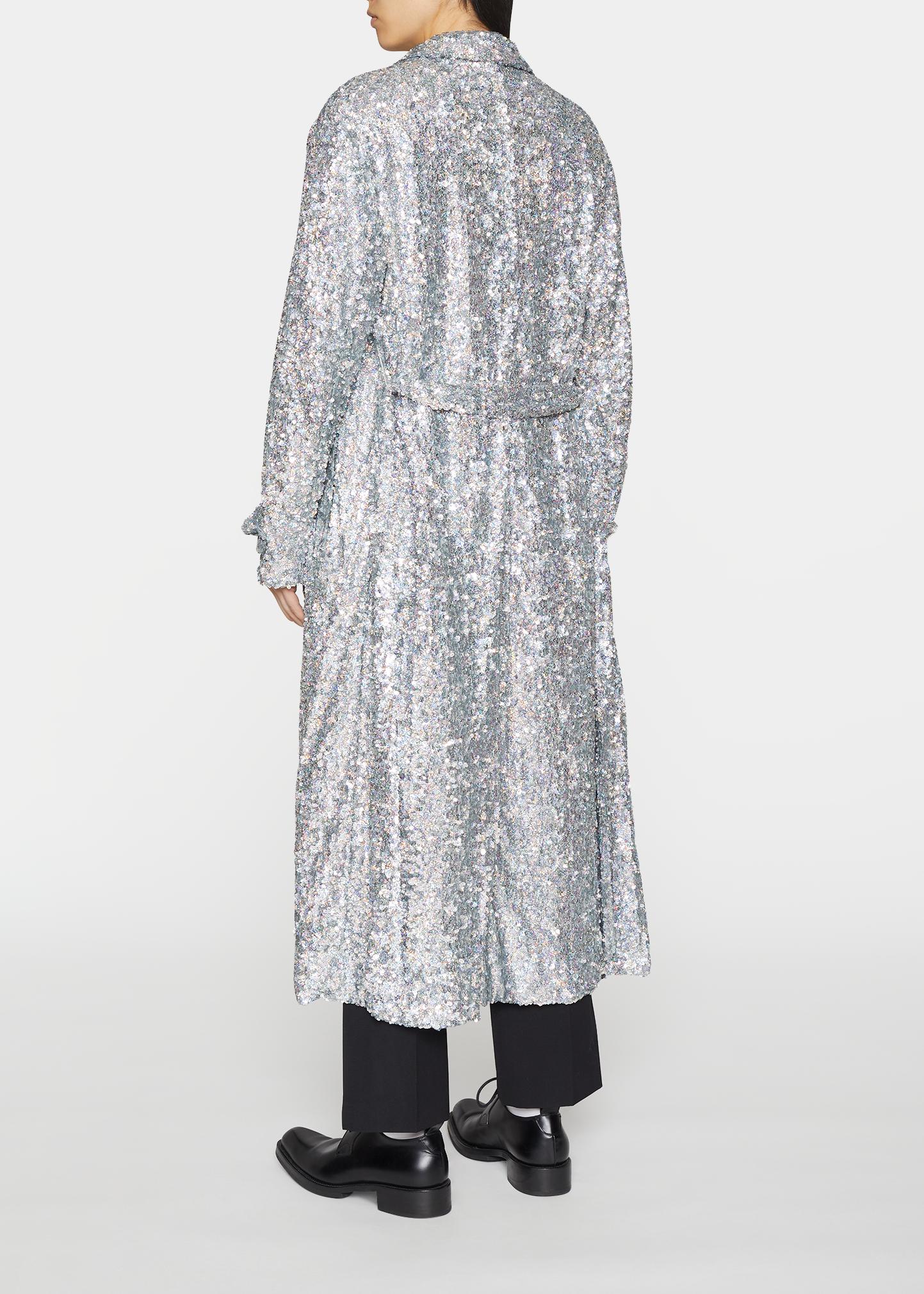 Dries Van Noten Ronas Sequin-Embellish Belted Trench Coat