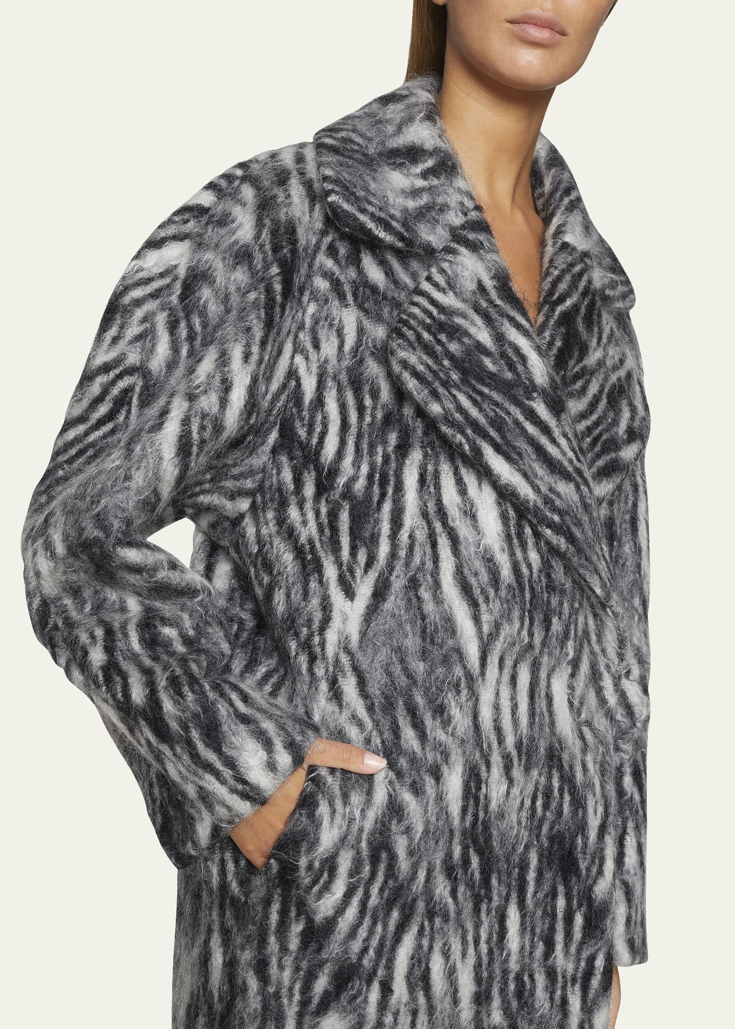 Dries Van Noten Royal Zebra Oversized Mohair Coat - Bergdorf Goodman