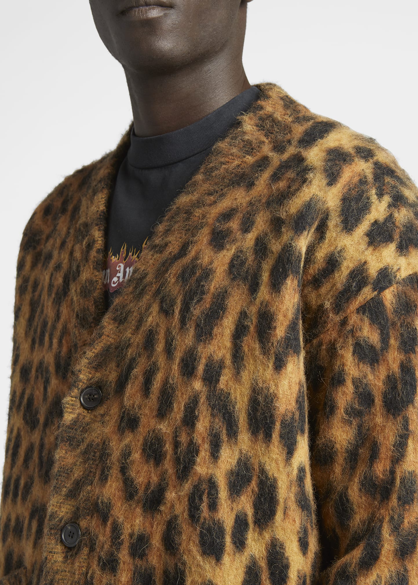 値下げ　Palm Angels レオパード柄カーディガン Palm Angels Men's Fuzzy Leopard Cardigan Sweater - Bergdorf Goodman