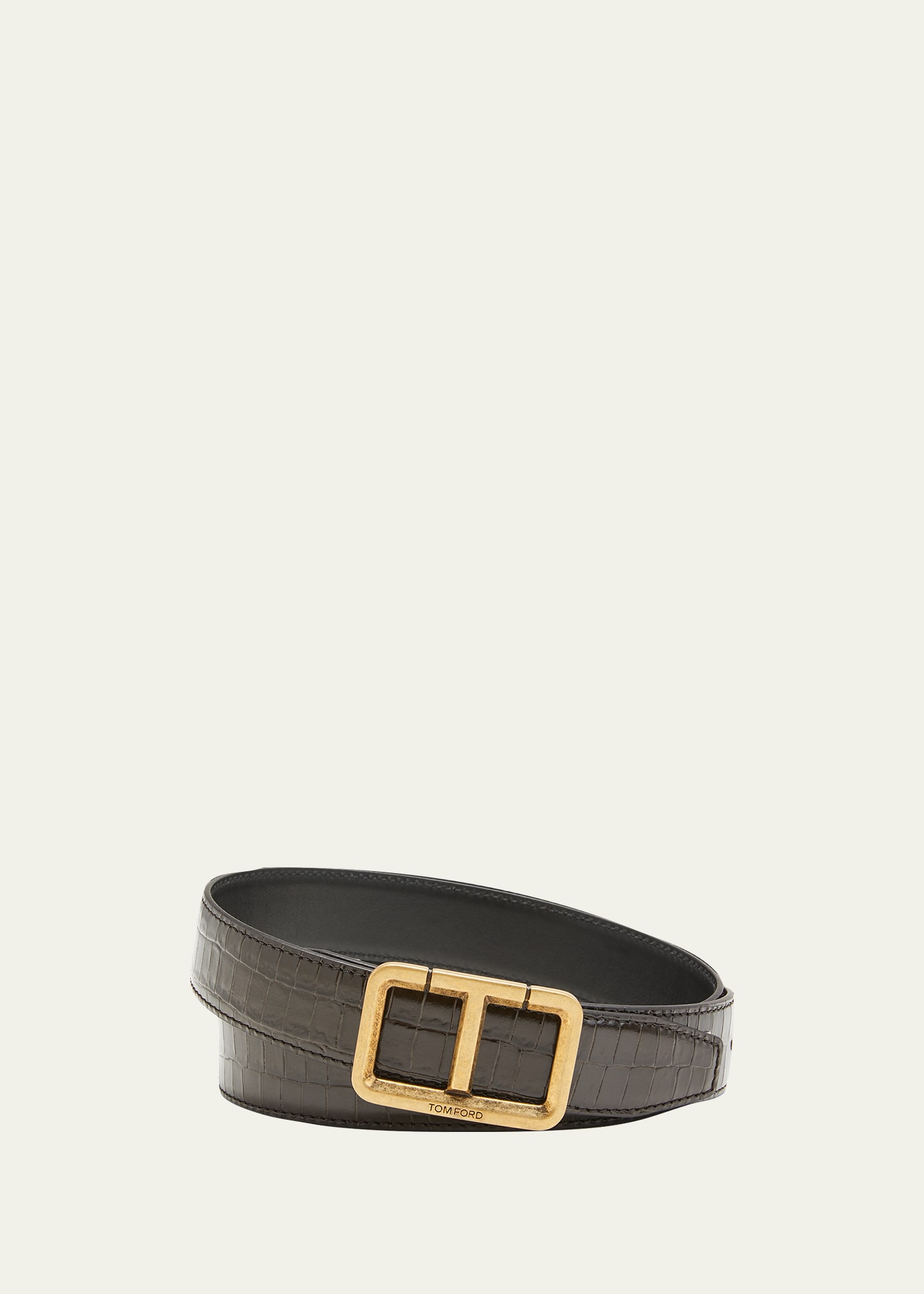 TOM FORD Men's T-Buckle Croc-Embossed Leather Belt - Bergdorf Goodman