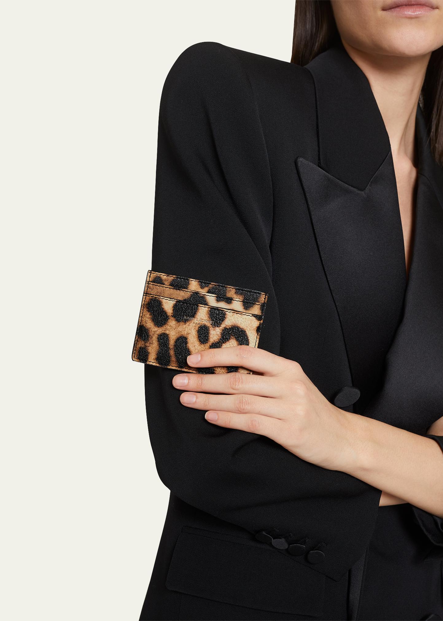 Saint Laurent Leopard Printed Lambskin Card Case - Bergdorf Goodman