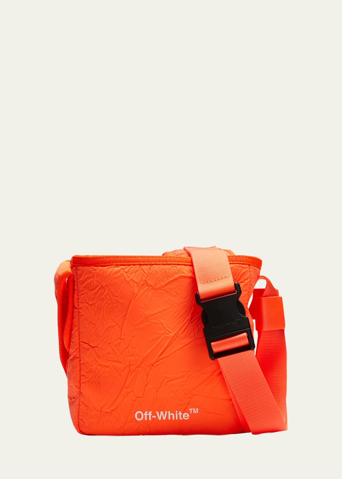 OFF-WHITE【CROSSBODY】 Off-White Black/White Diagonal Print Leather Binder Clip Crossbody