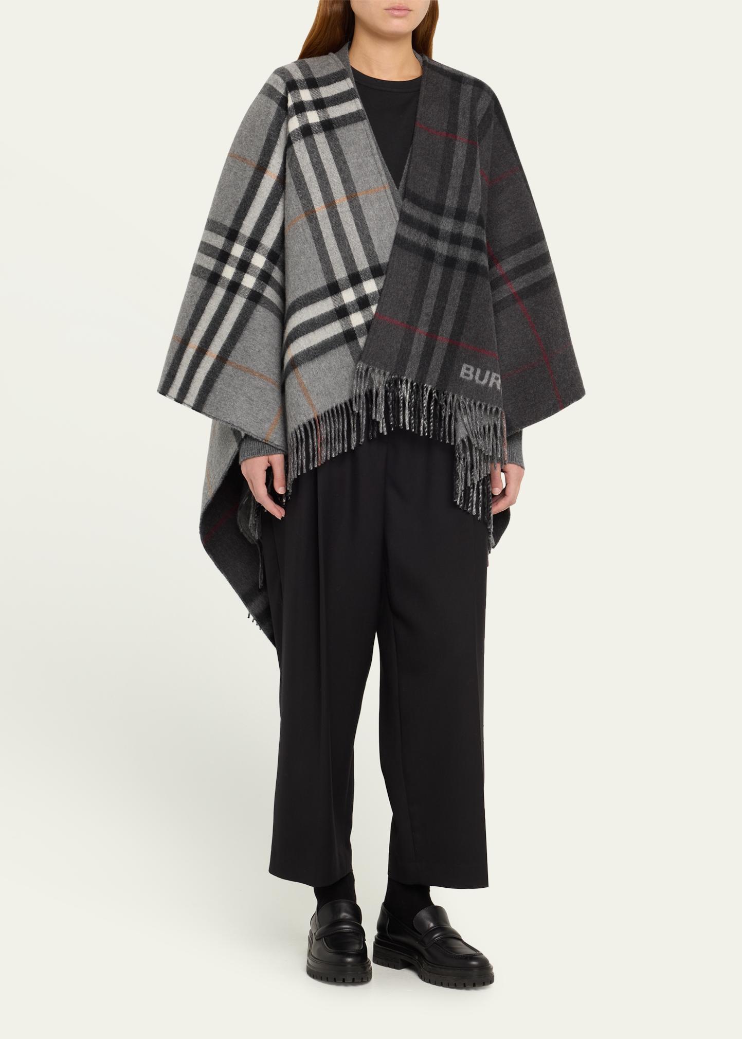 BURBERRY ダウンラグ 150x70cm Burberry Giant Check Logo Cashmere-Blend Cape - Bergdorf Goodman