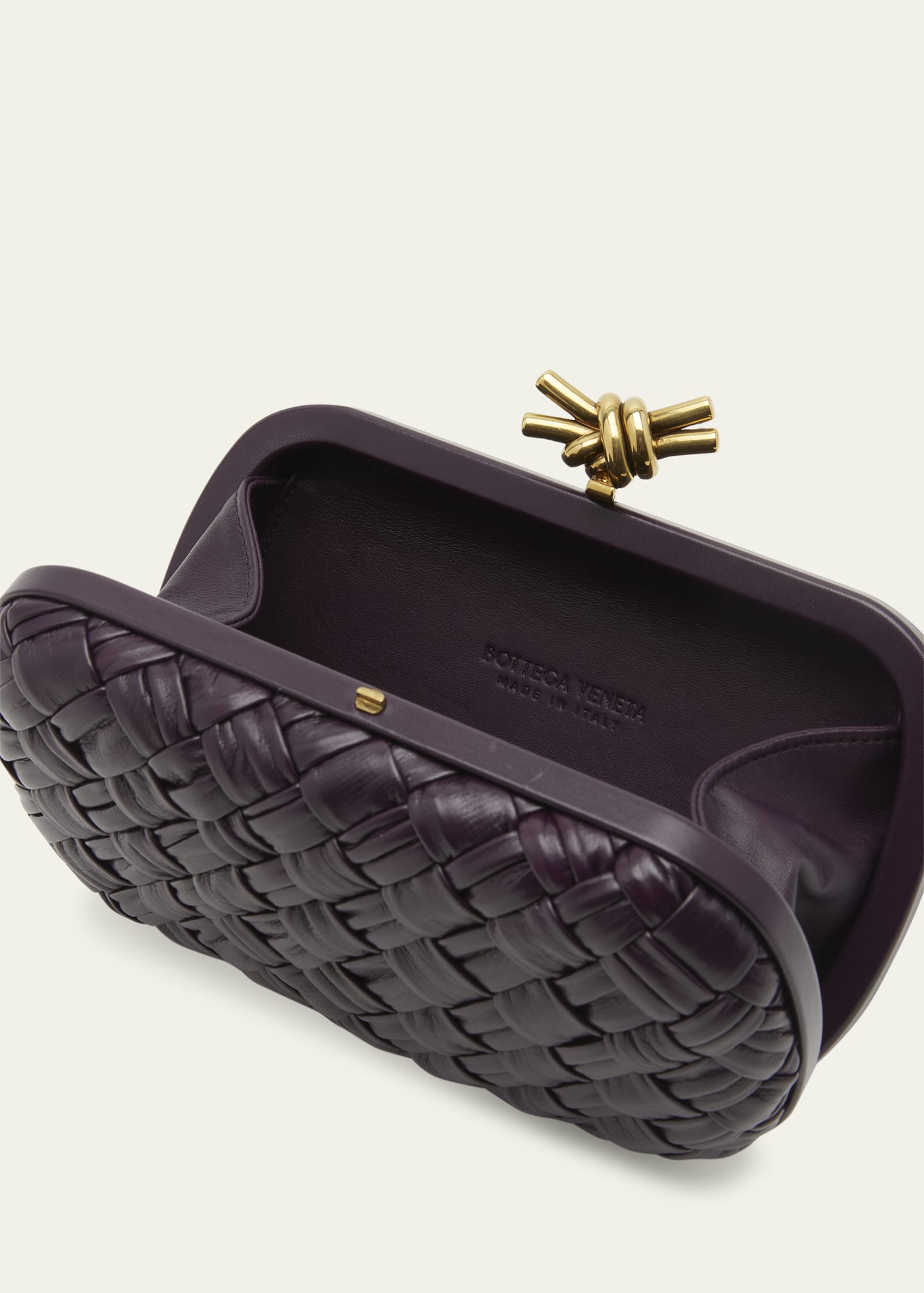 Bottega Veneta Knot Pleated Leather Clutch Bag