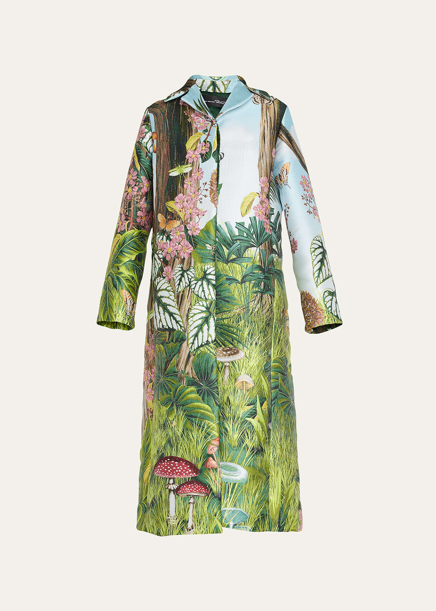 Oscar de la Renta Botanical Forest Jacquard Mid Coat - Bergdorf