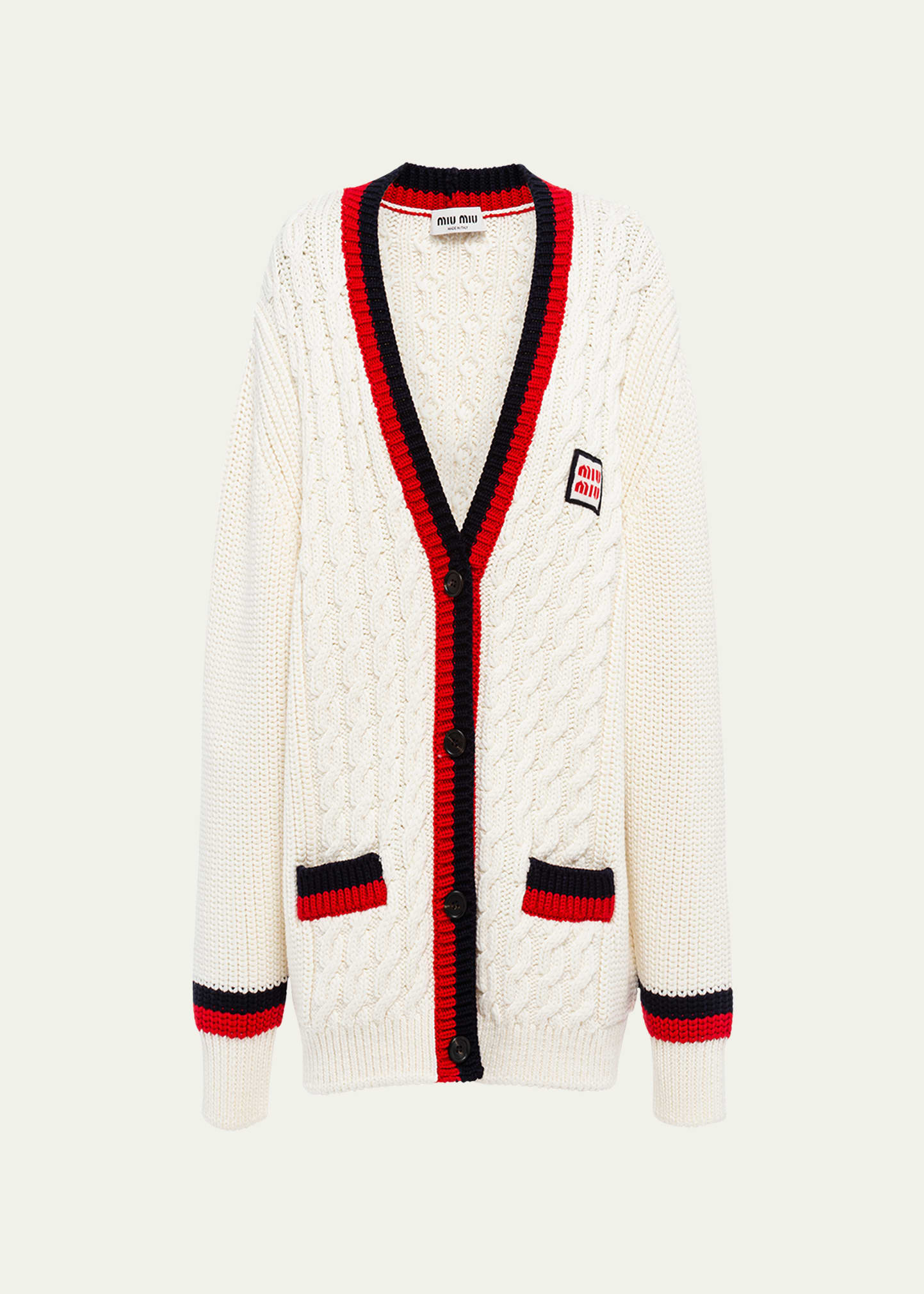 Miu Miu Oversized Cable Wool Cardigan - Bergdorf Goodman