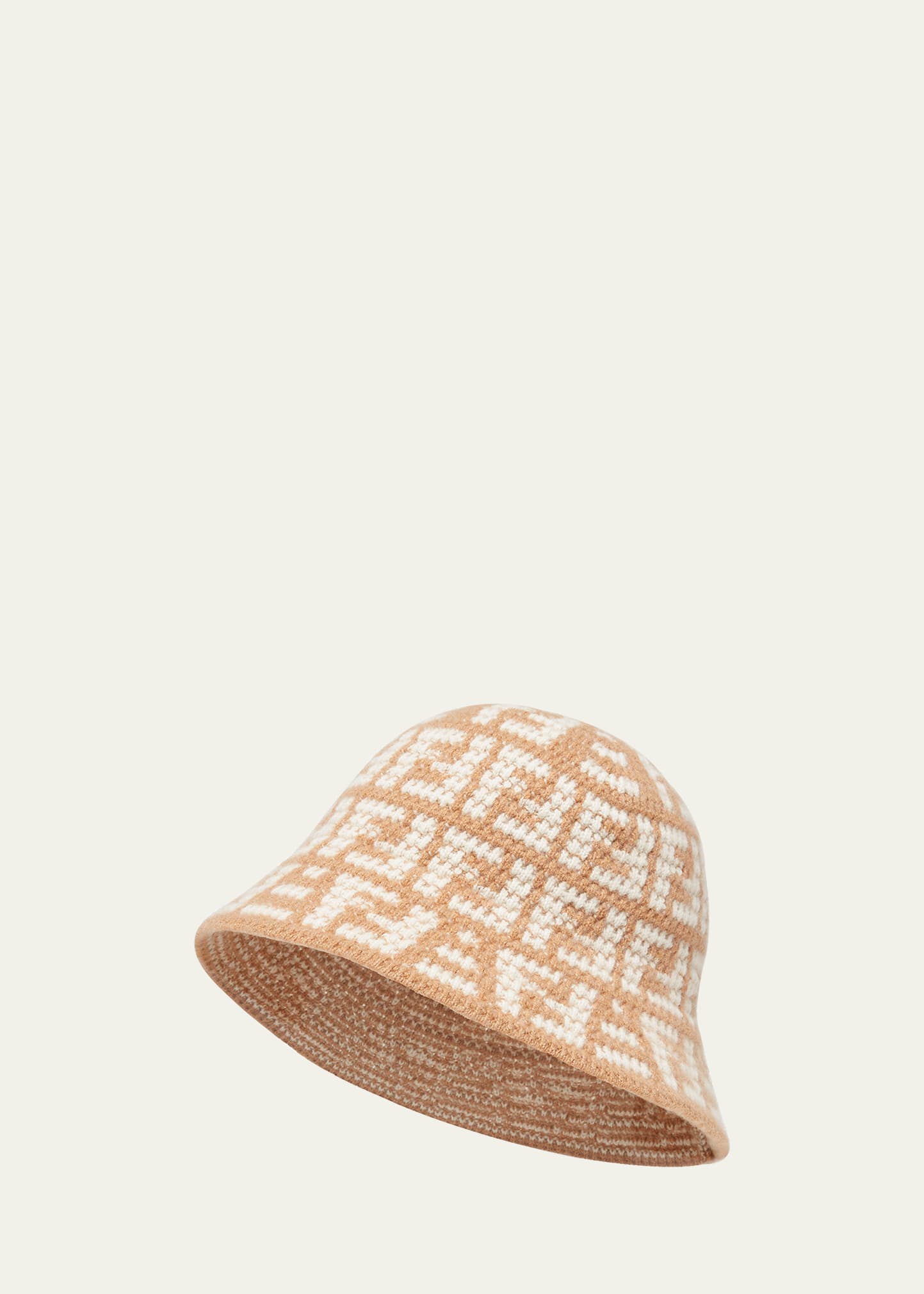★関税込★FENDI★(W) Fendi FF Jacquard Cashmere Cloche Hat★ W) Fendi FF Jacquard Cashmere Cloche Hat Beige | eBay