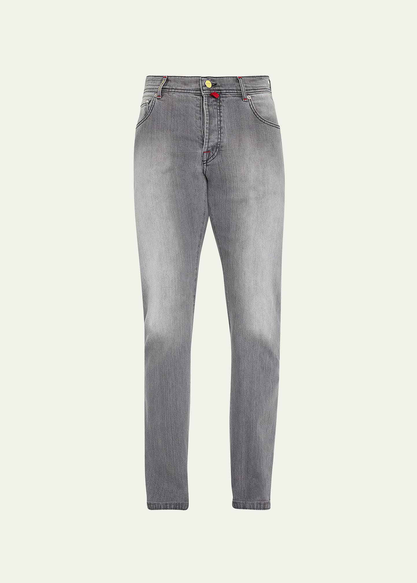 Kiton Men's 5-Pocket Grey-Wash Denim Jeans - Bergdorf Goodman