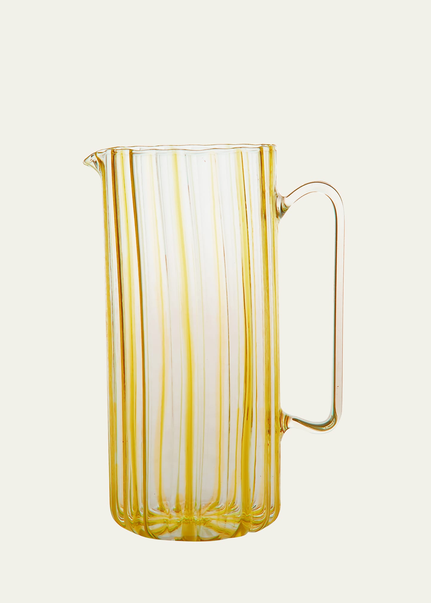 Tuttoattaccato Ribbed Tall Straight Glass Pitcher, Amber