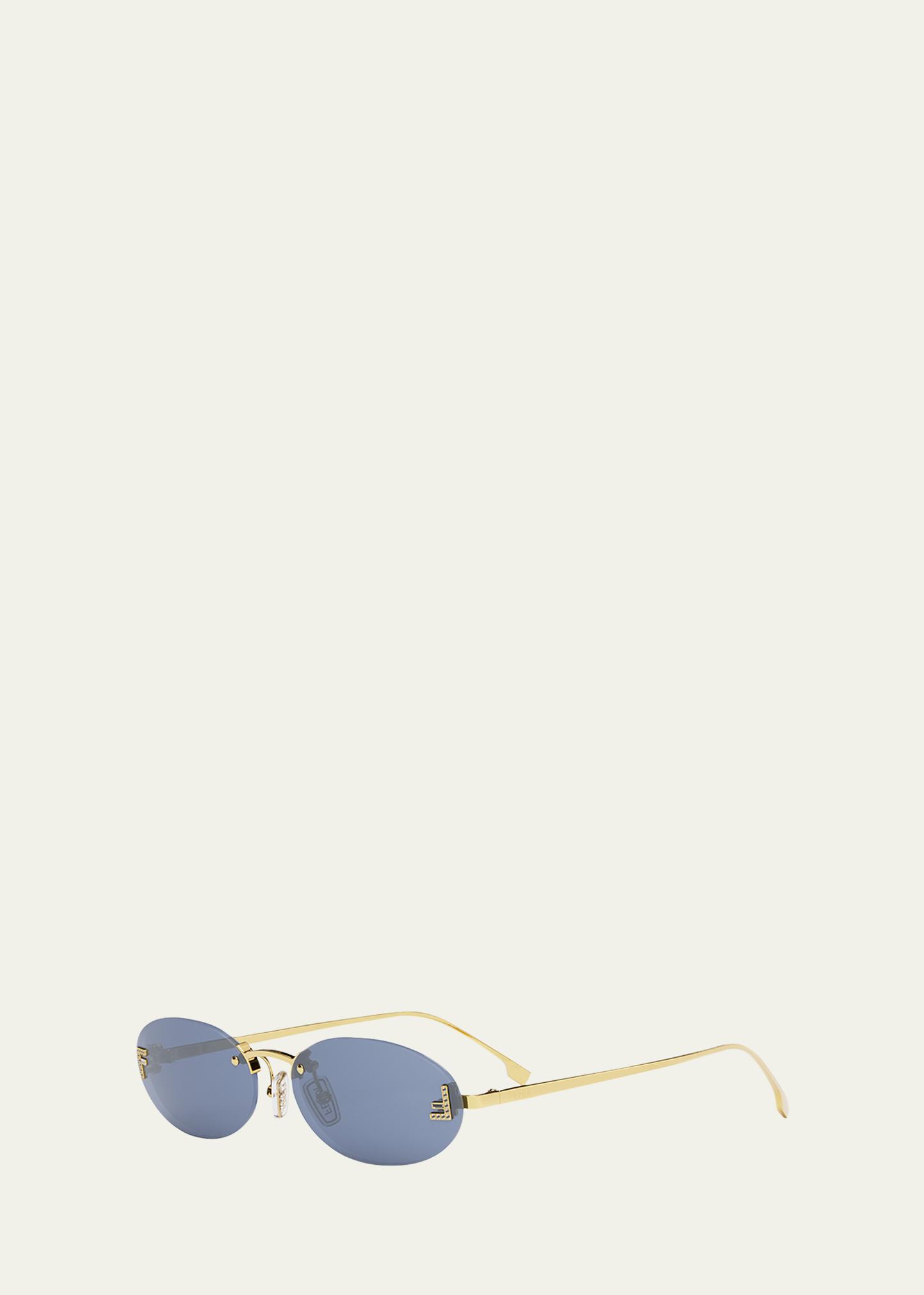 FENDI FF Hologram Lens Aviator Sunglasses Gold Brown - FF 0407/G/S FENDI First Crystal FE4075US 30J Shiny Gold Brown Lens  main image 2