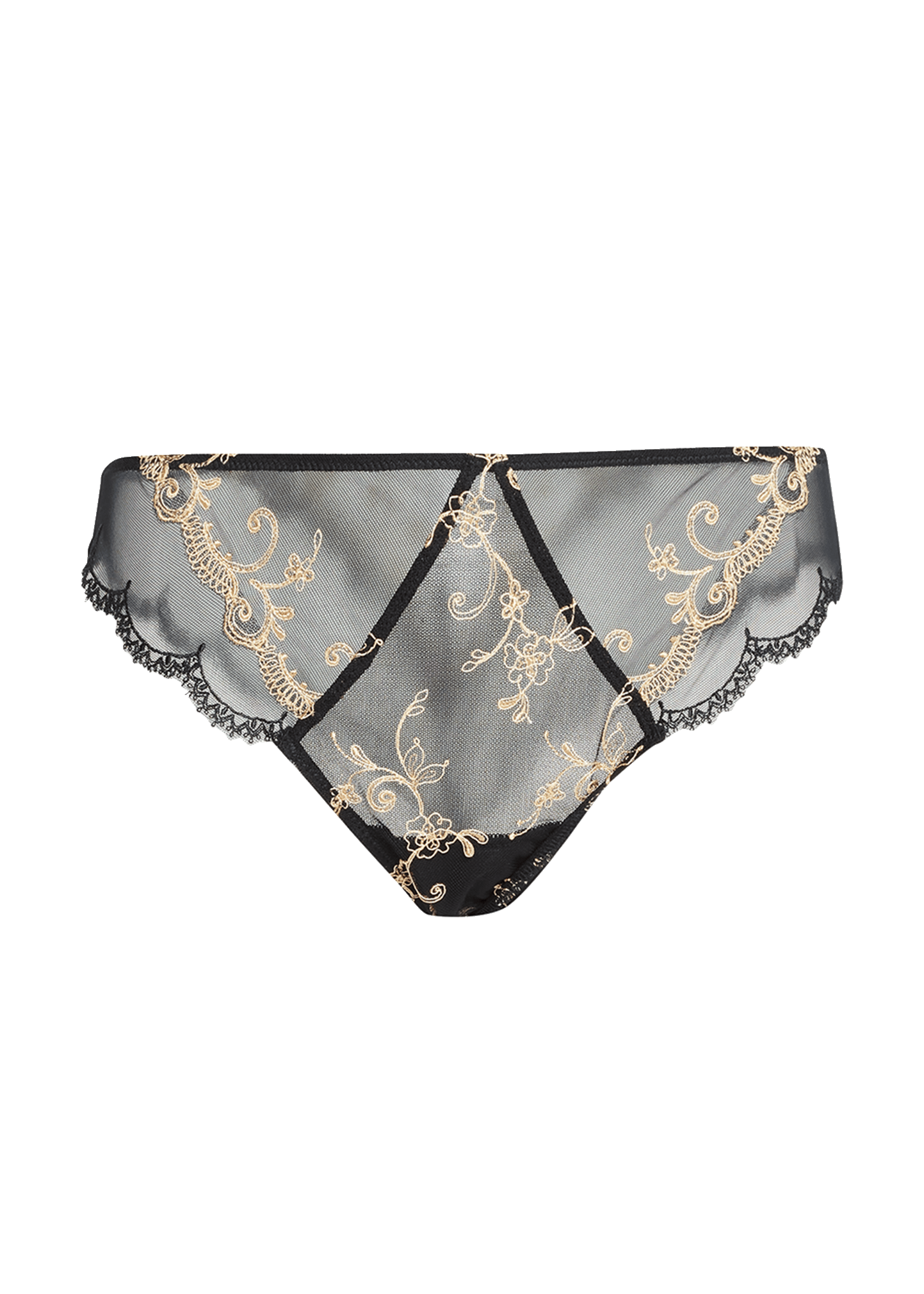 Lise Charmel Floral-Embroidered Mesh Thong - Bergdorf Goodman