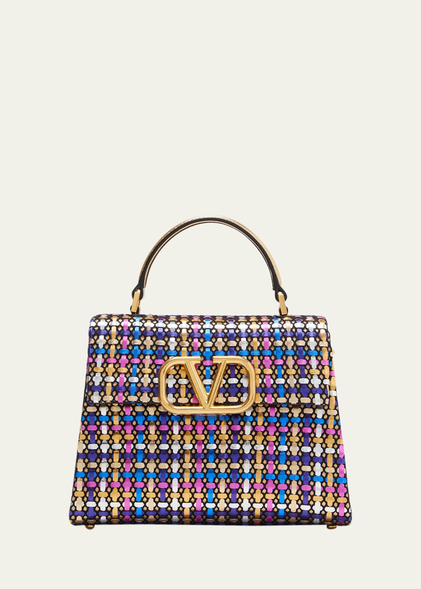 ハンドバッグ VALENTINO HAND BAG (7W2B0R15UHF REL) Valentino Garavani VSLING Small Metallic Woven Top-Handle