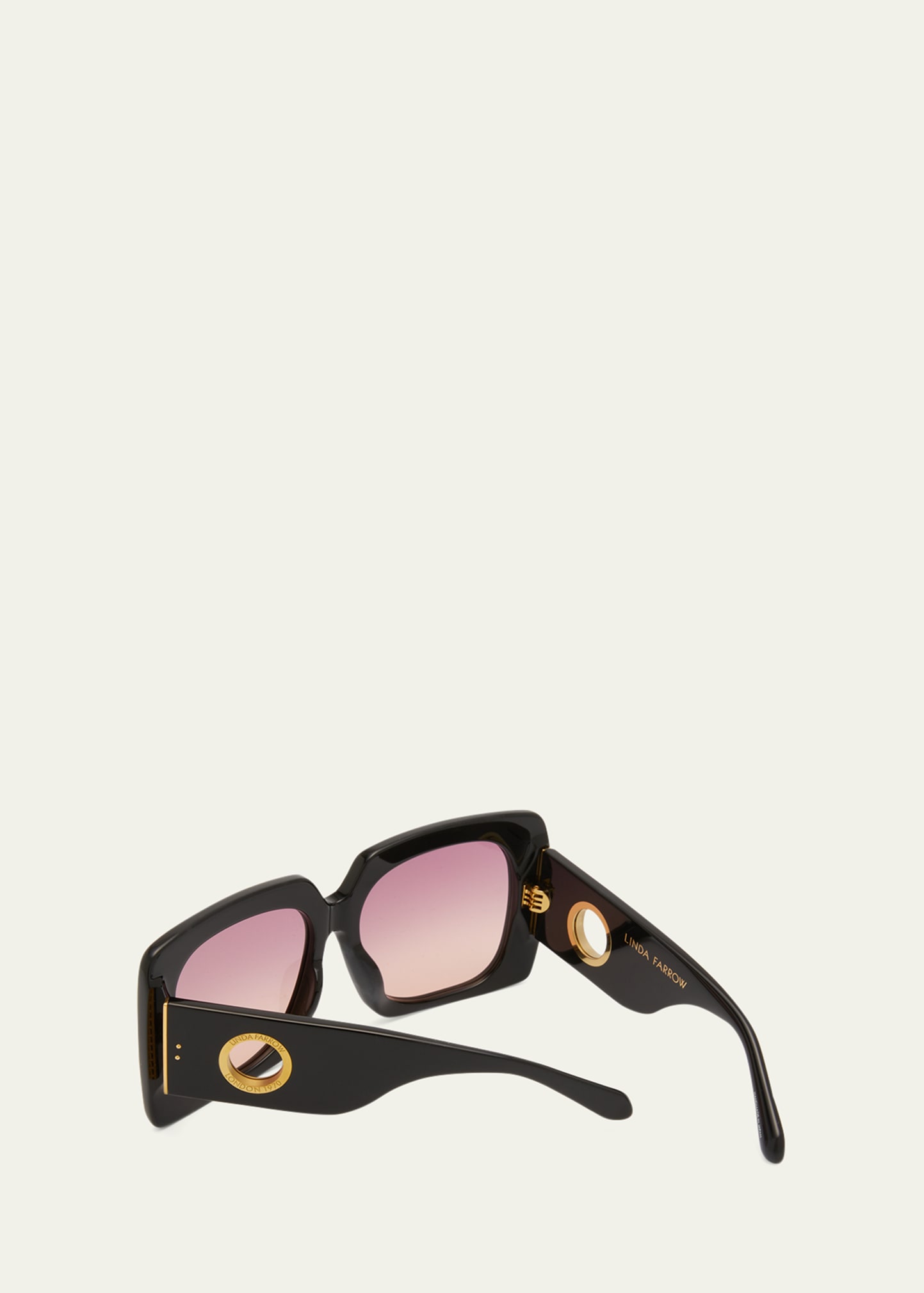 Linda Farrow Logo Cut-Out Square Acetate & Nylon Sunglasses