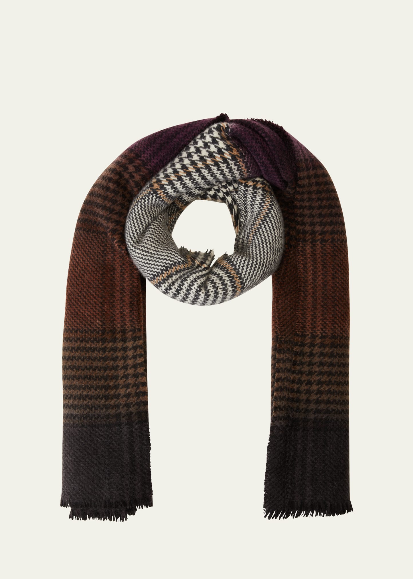 Alonpi Baden Check & Houndstooth Cashmere Scarf - Bergdorf