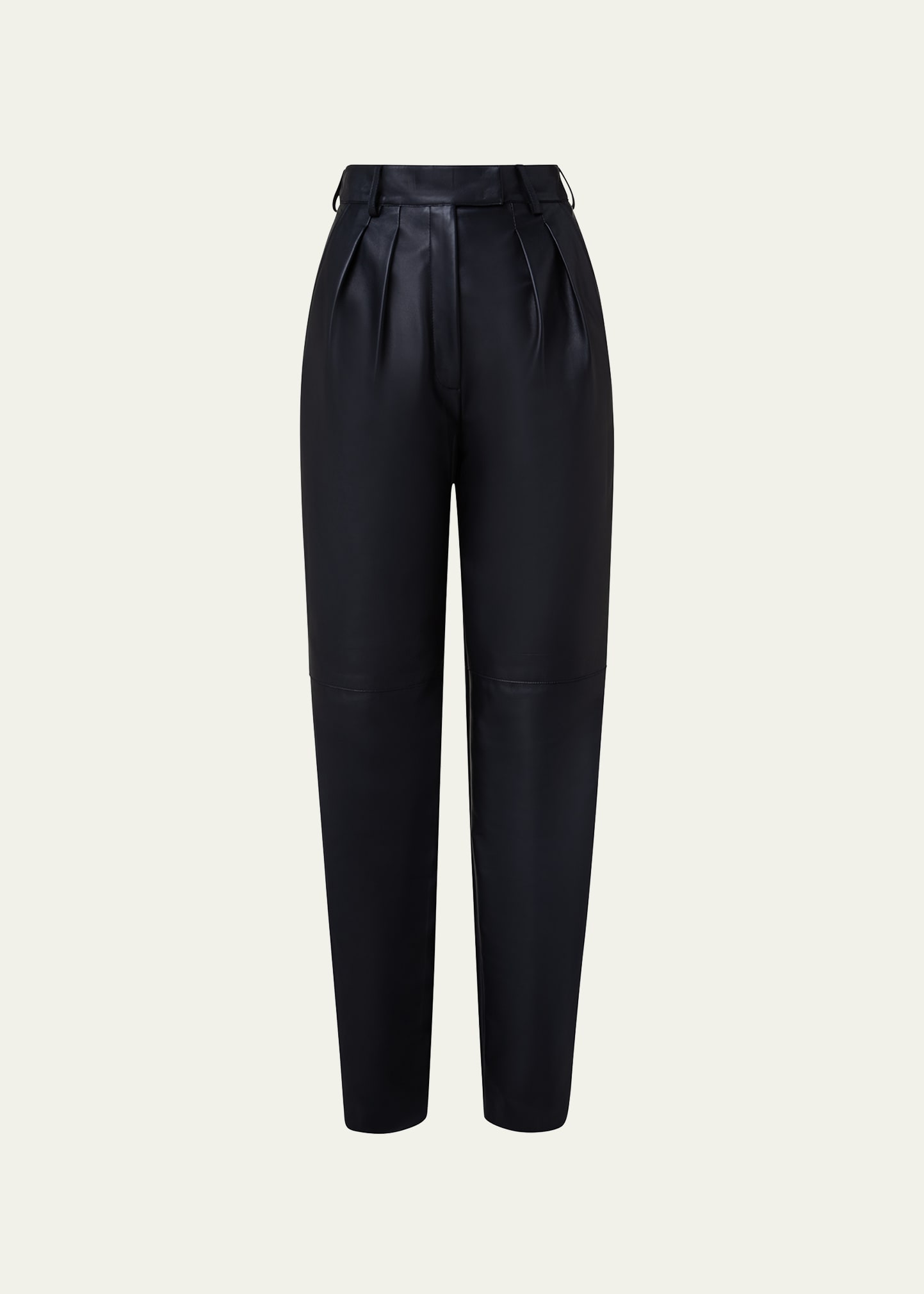 Akris Fidelia Leather Pleated Pants