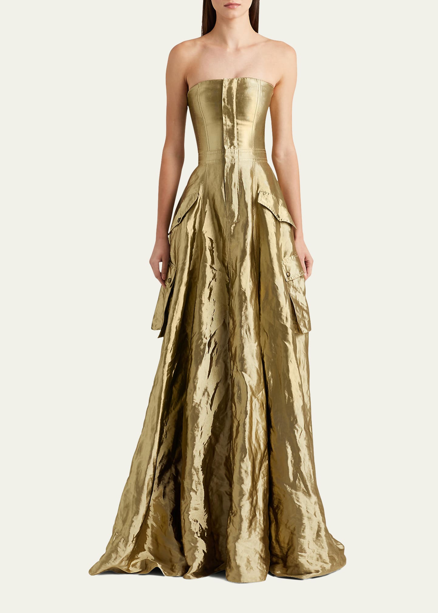ralph lauren long gold dress Ralph Lauren Geo-Motif Sequined Gown Burnished Tan/Gold main image 0