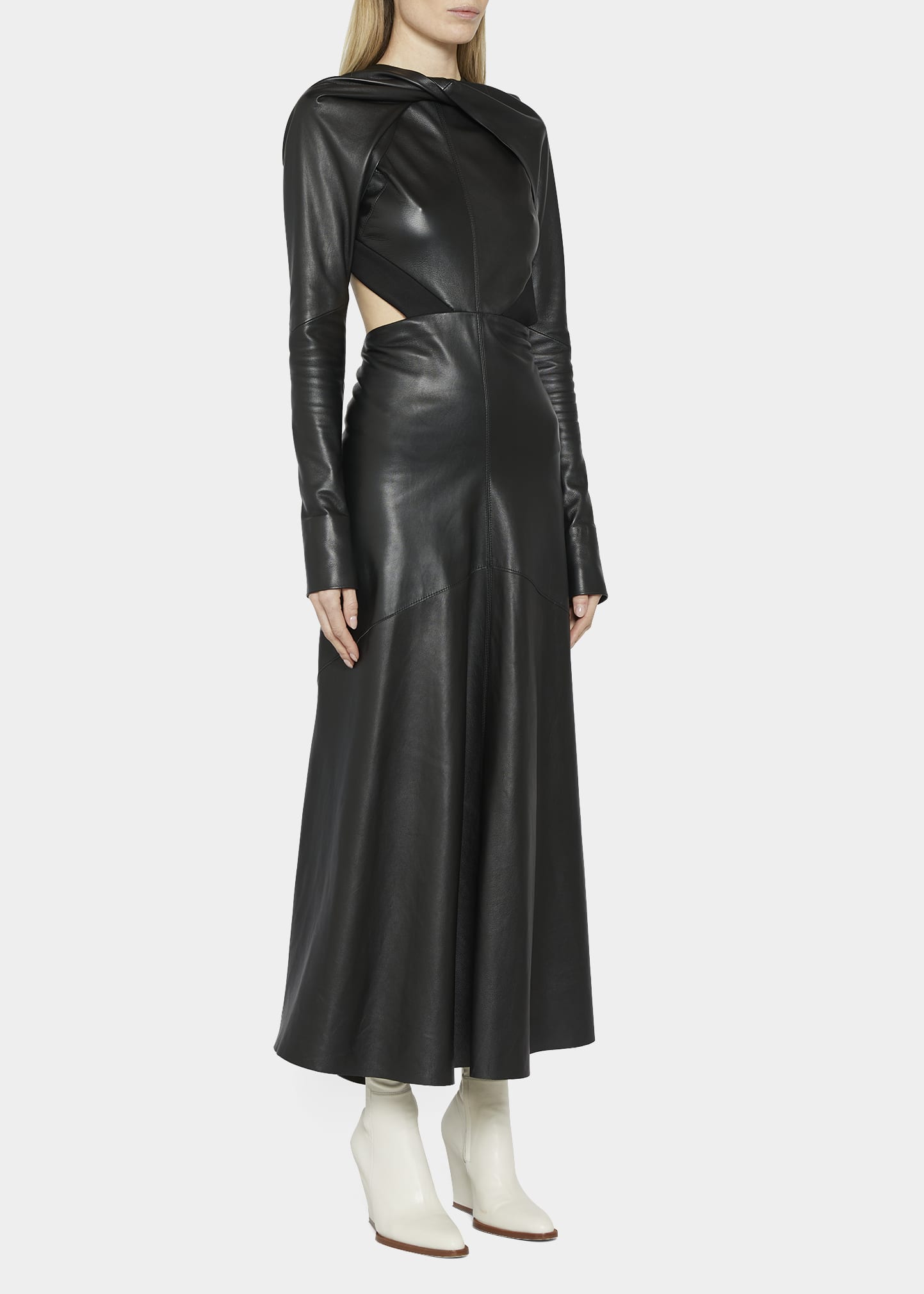 Victoria Beckham Twist-Neck Cutout Leather Dress - Bergdorf Goodman