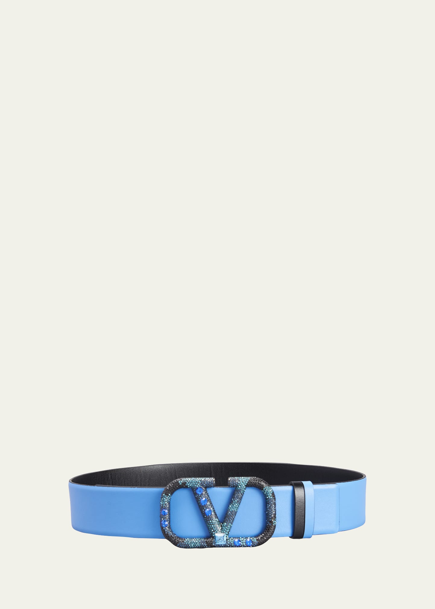 Valentino Garavani Crystal VLogo Reversible Leather Belt