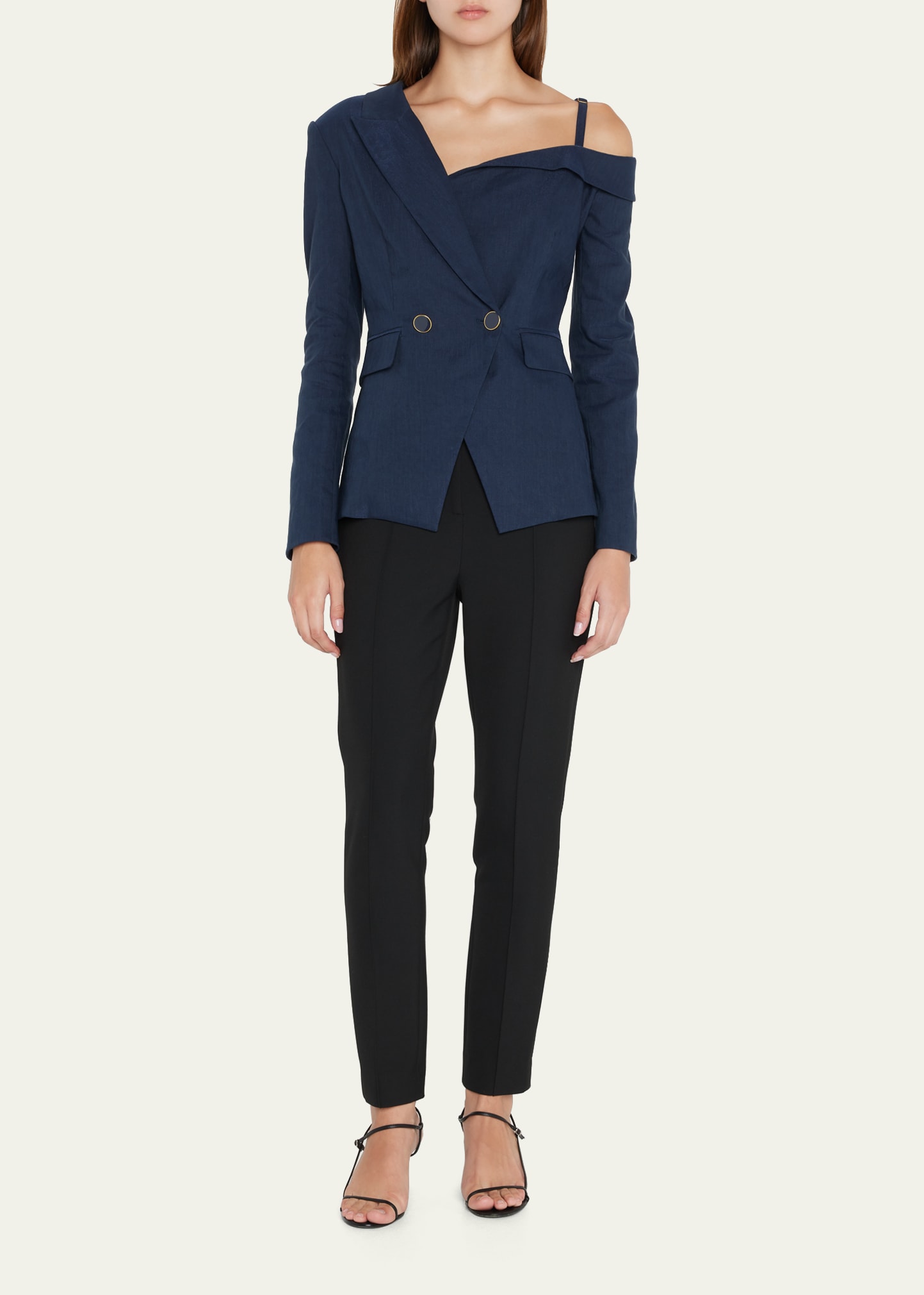 Veronica Beard Mazur One-Shoulder Linen Jacket - Bergdorf Goodman