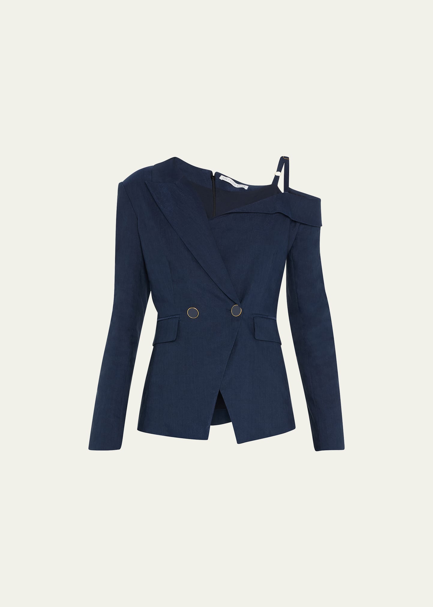 Veronica Beard Mazur One-Shoulder Linen Jacket - Bergdorf Goodman