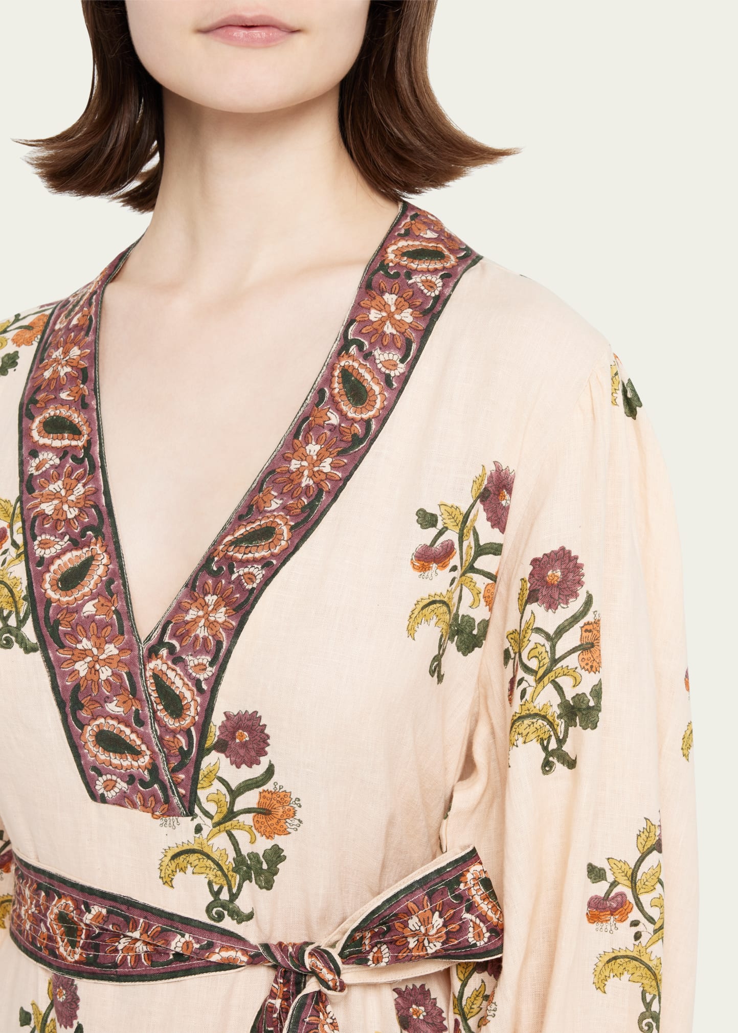Hannah Artwear Kiya Tie-Belt Printed Linen Maxi Dress - Bergdorf Goodman