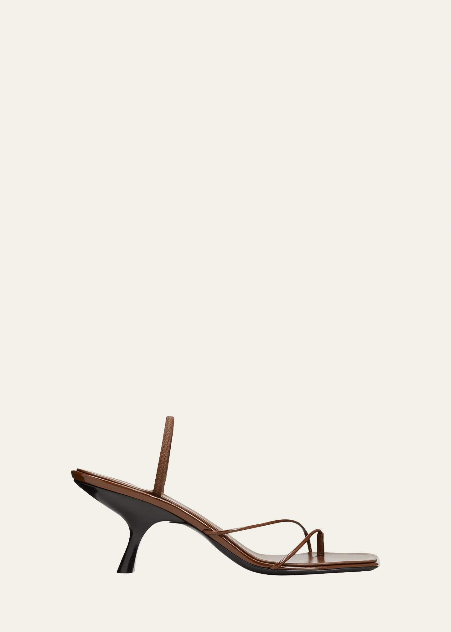 THE ROW Rai Patent Leather Strappy Kitten-Heel Sandals - Bergdorf 