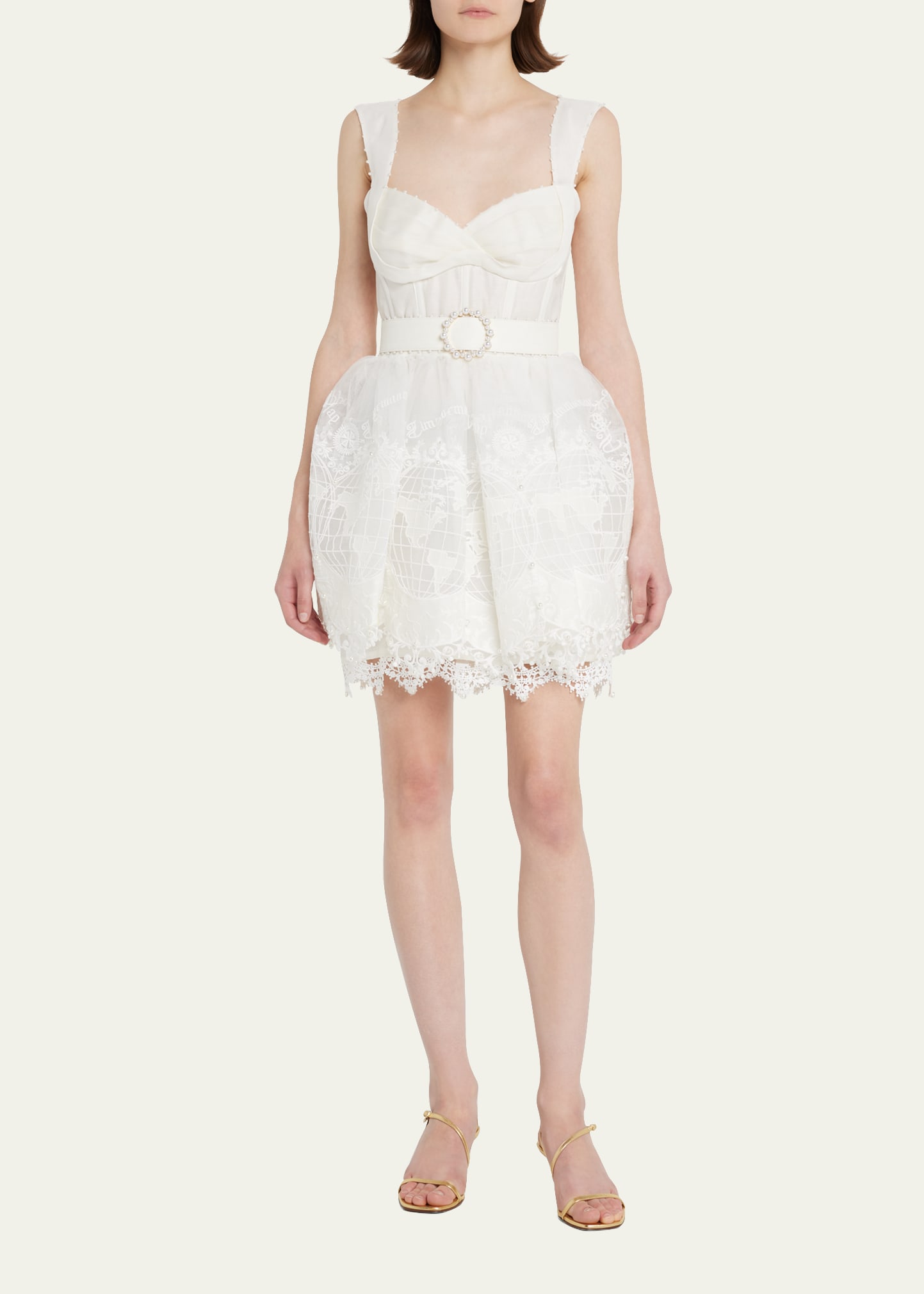green emerald velvet dress Zimmermann High Tide Embroidered Pearl Mini Dress