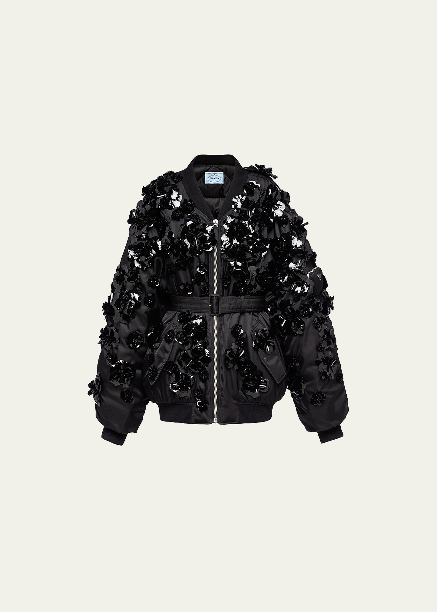 【PRADA】トリプル ボウ レディースジャケット 40 Prada Floral Applique Re-Nylon Belted Bomber Jacket - Bergdorf Goodman