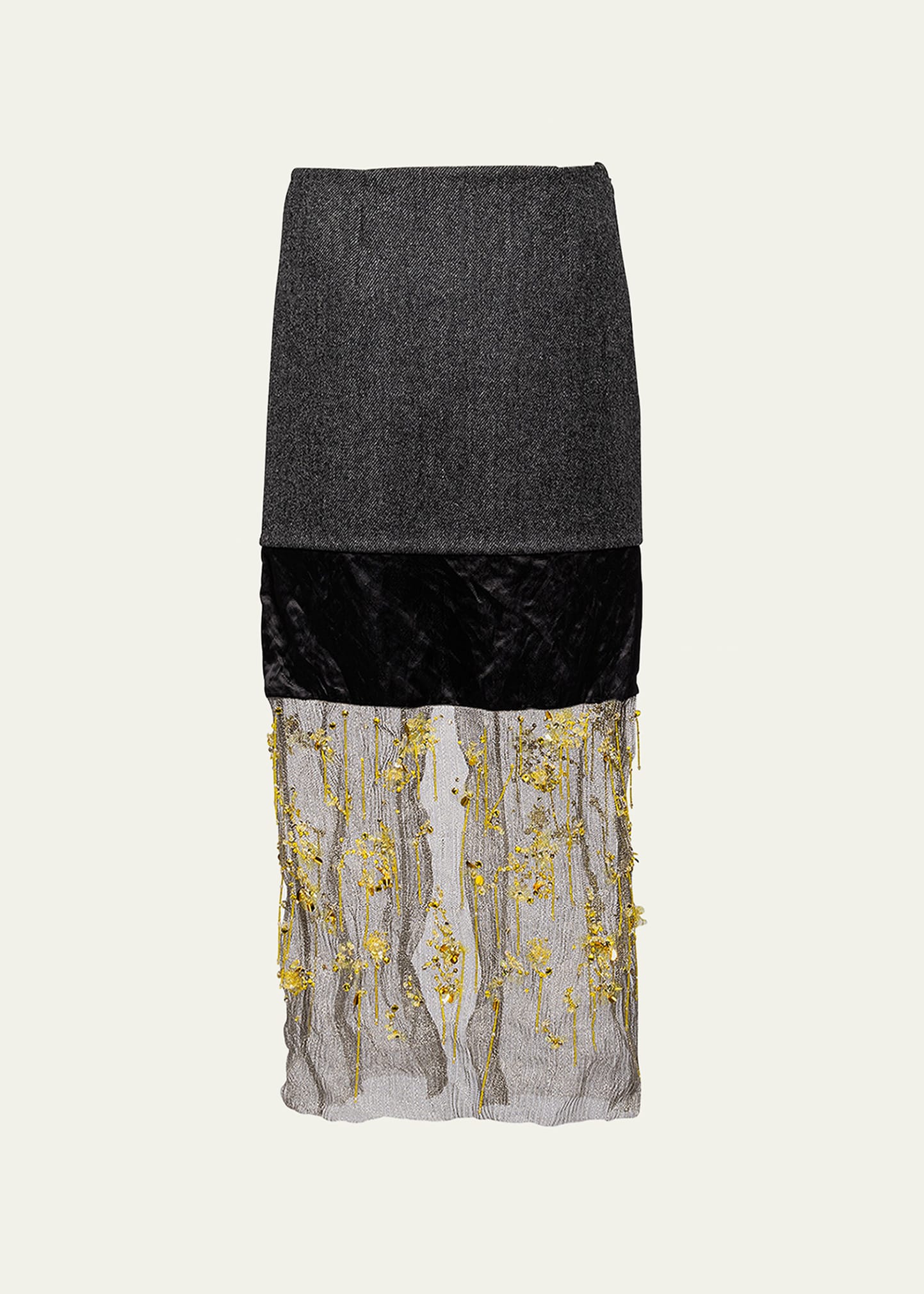 Prada Mixed-Media Embellished Midi Skirt - Bergdorf Goodman