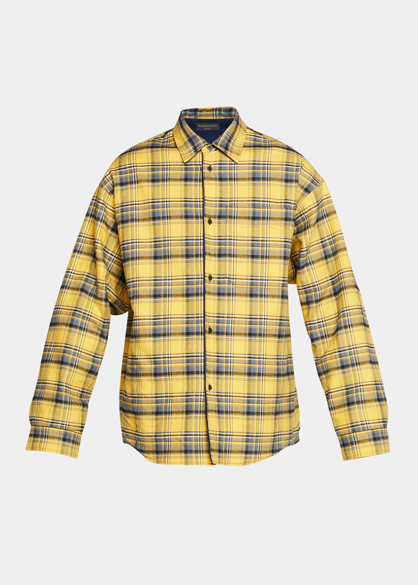 Balenciaga Men's Reversible Plaid Flannel Shirt Jacket - Bergdorf