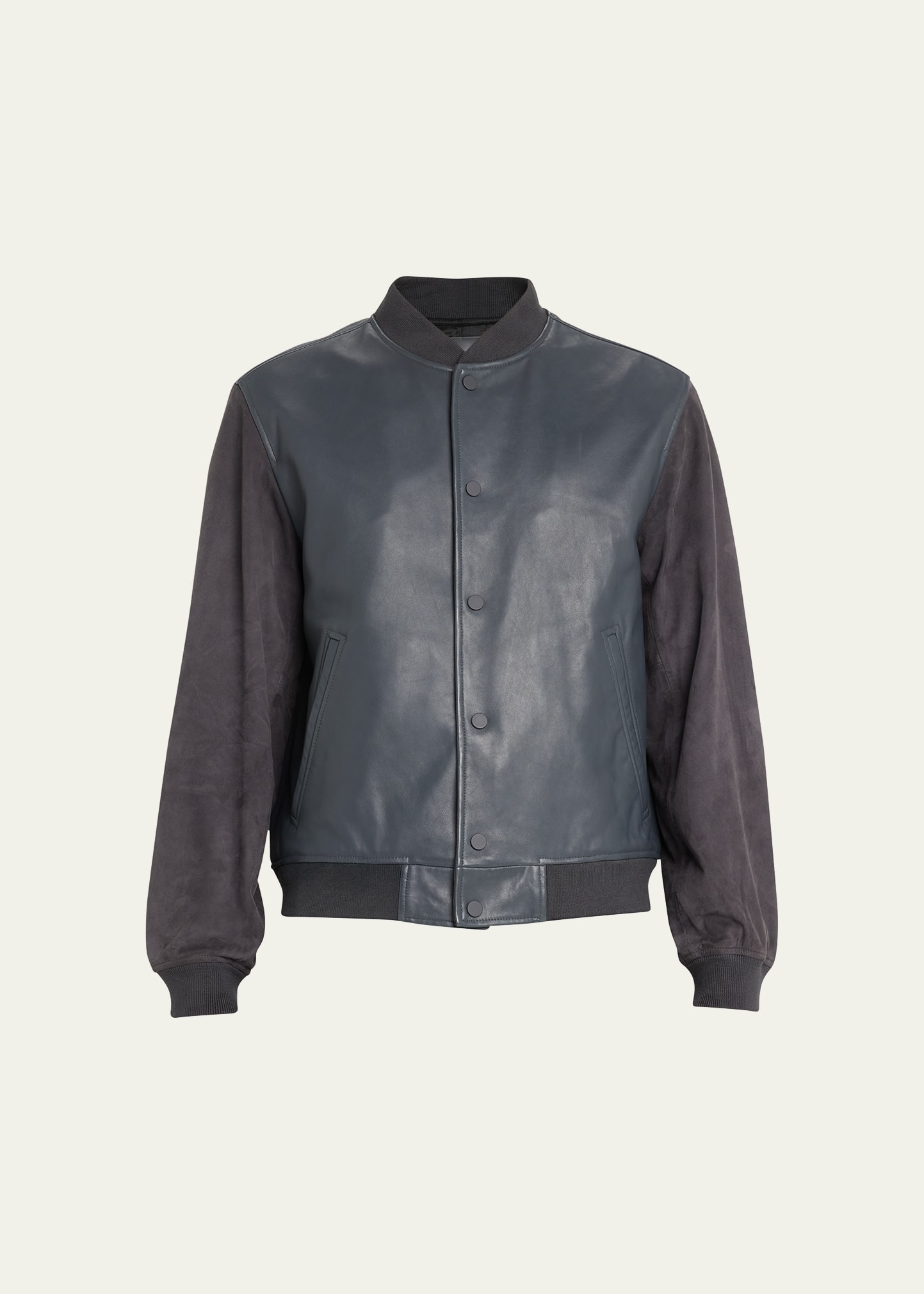 美品　Theory Varsity JKT P グレー Theory Men's Lamb Supreme Varsity Jacket - Bergdorf Goodman