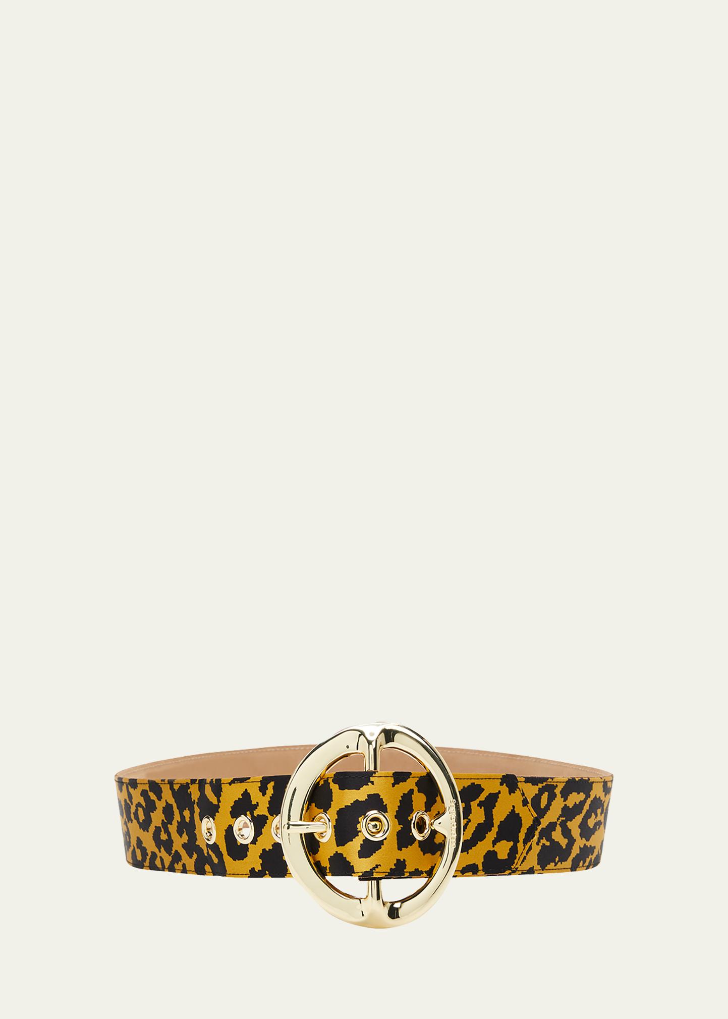 Sergio Hudson Cheetah Signature Buckle Leather Belt  display picture 1