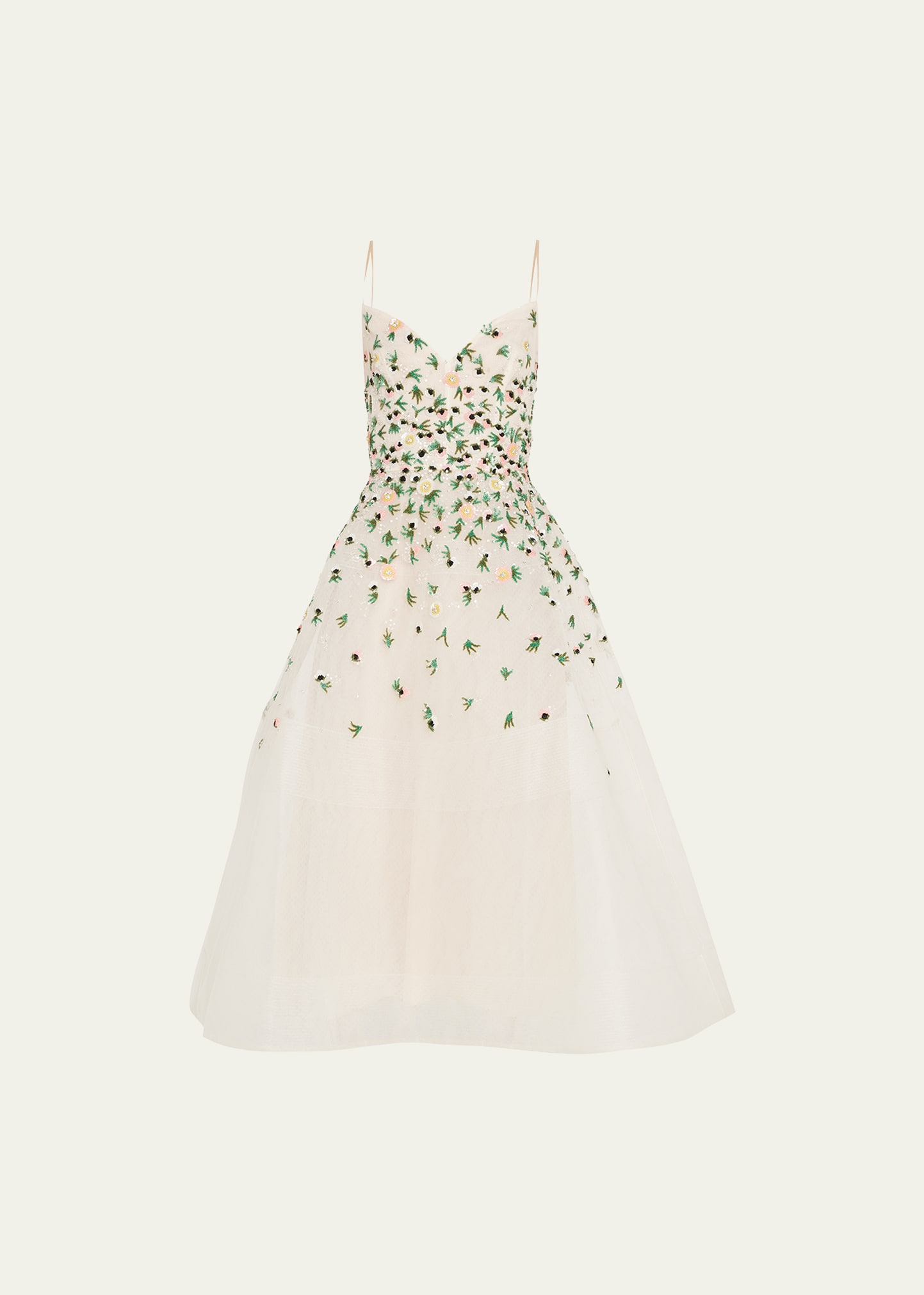 white christmas dresses Embroidered Tulle Tea-Length Dress – Monique Lhuillier